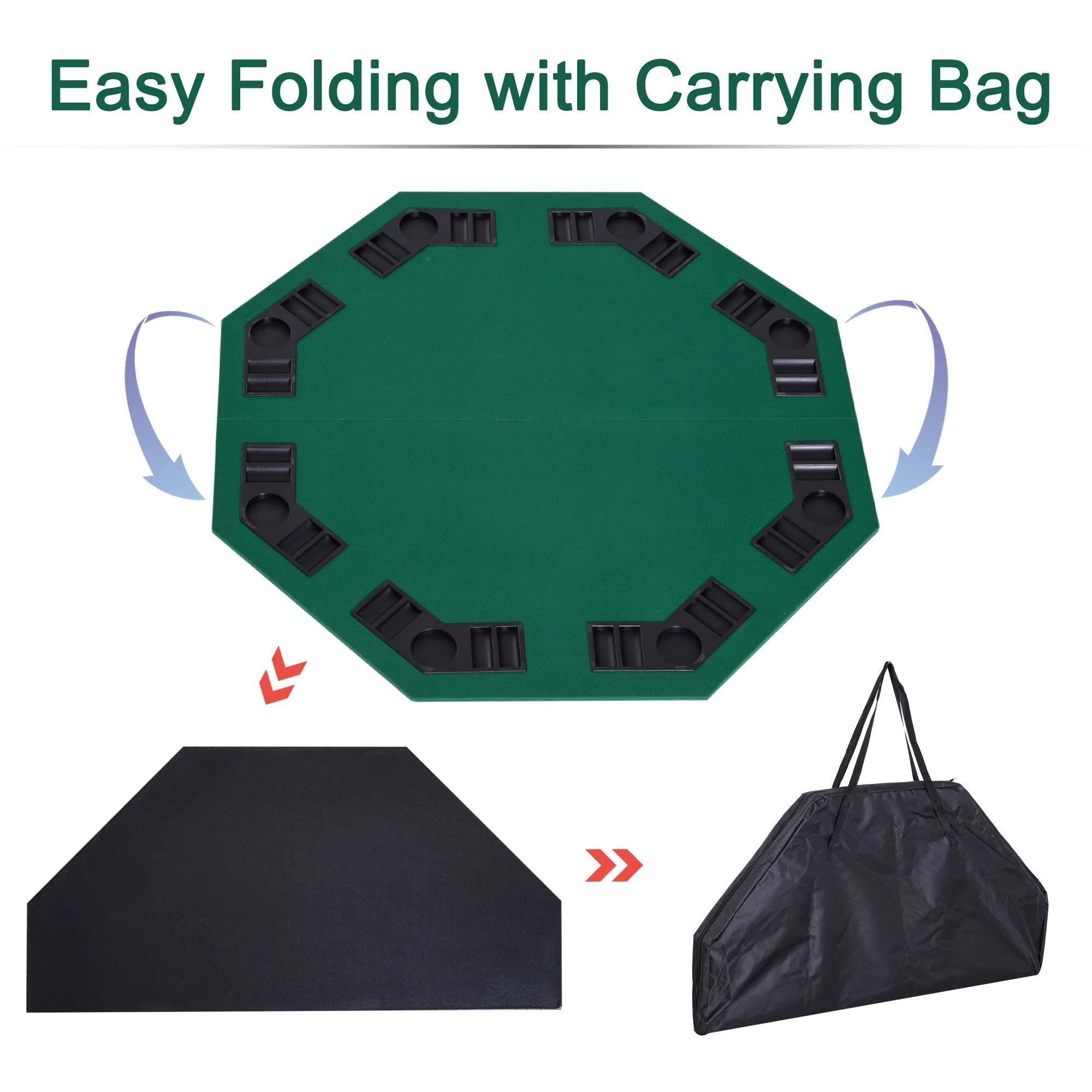 1.2m/48 Inches Foldable Poker Table Top 8 Players Blackjack Tables Casino Chip Trays - Image 5