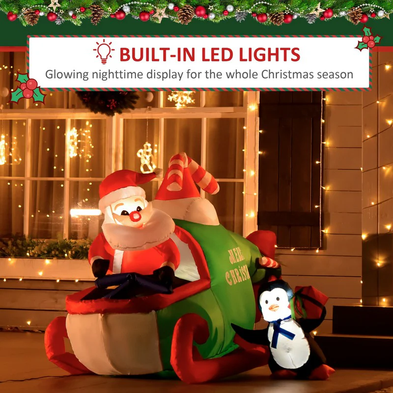 1.2m Christmas Inflatable Decoration w/ Santa Claus Penguin for Holiday Party - Image 4