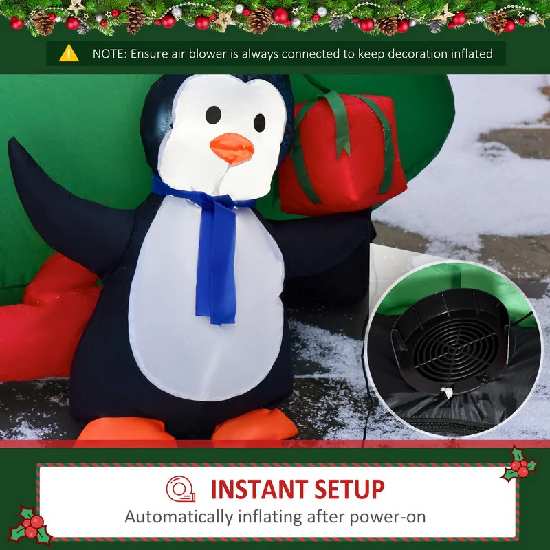 1.2m Christmas Inflatable Decoration w/ Santa Claus Penguin for Holiday Party - Image 6