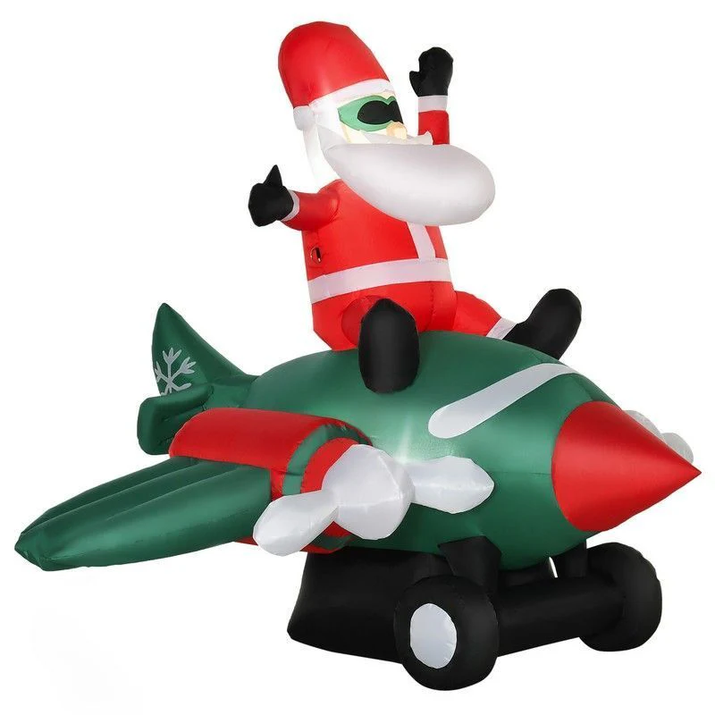 1.6m Christmas Inflatable Santa Claus w/ Plane for Outdoor Indoor Home Garden - Image 2