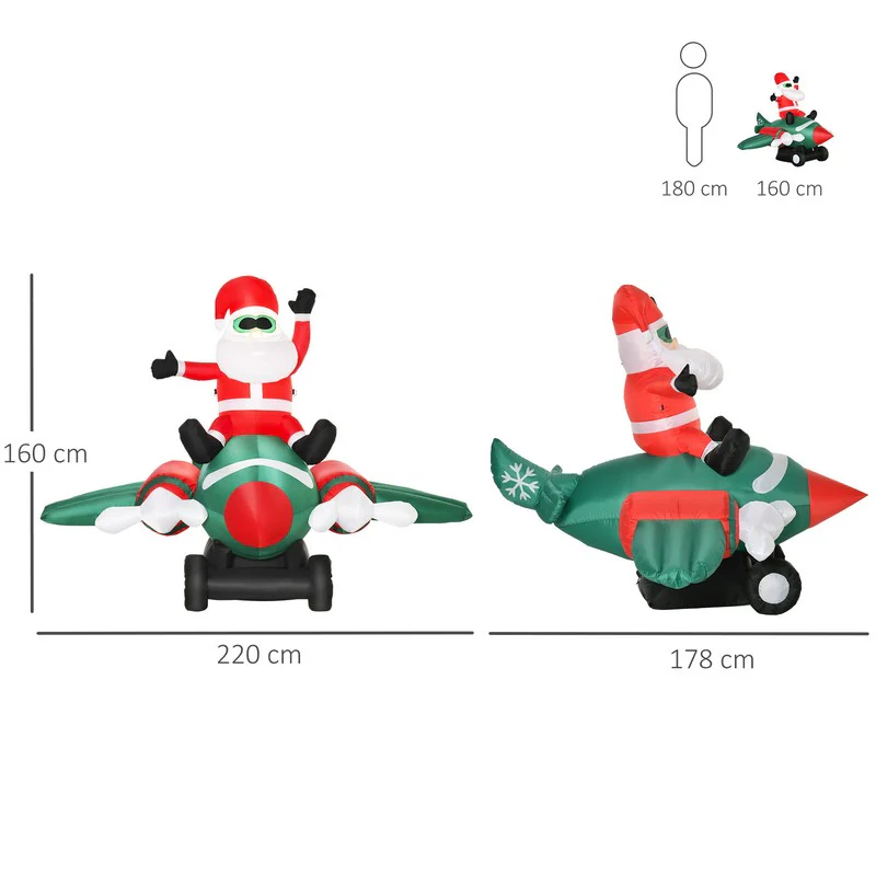 1.6m Christmas Inflatable Santa Claus w/ Plane for Outdoor Indoor Home Garden - Image 3