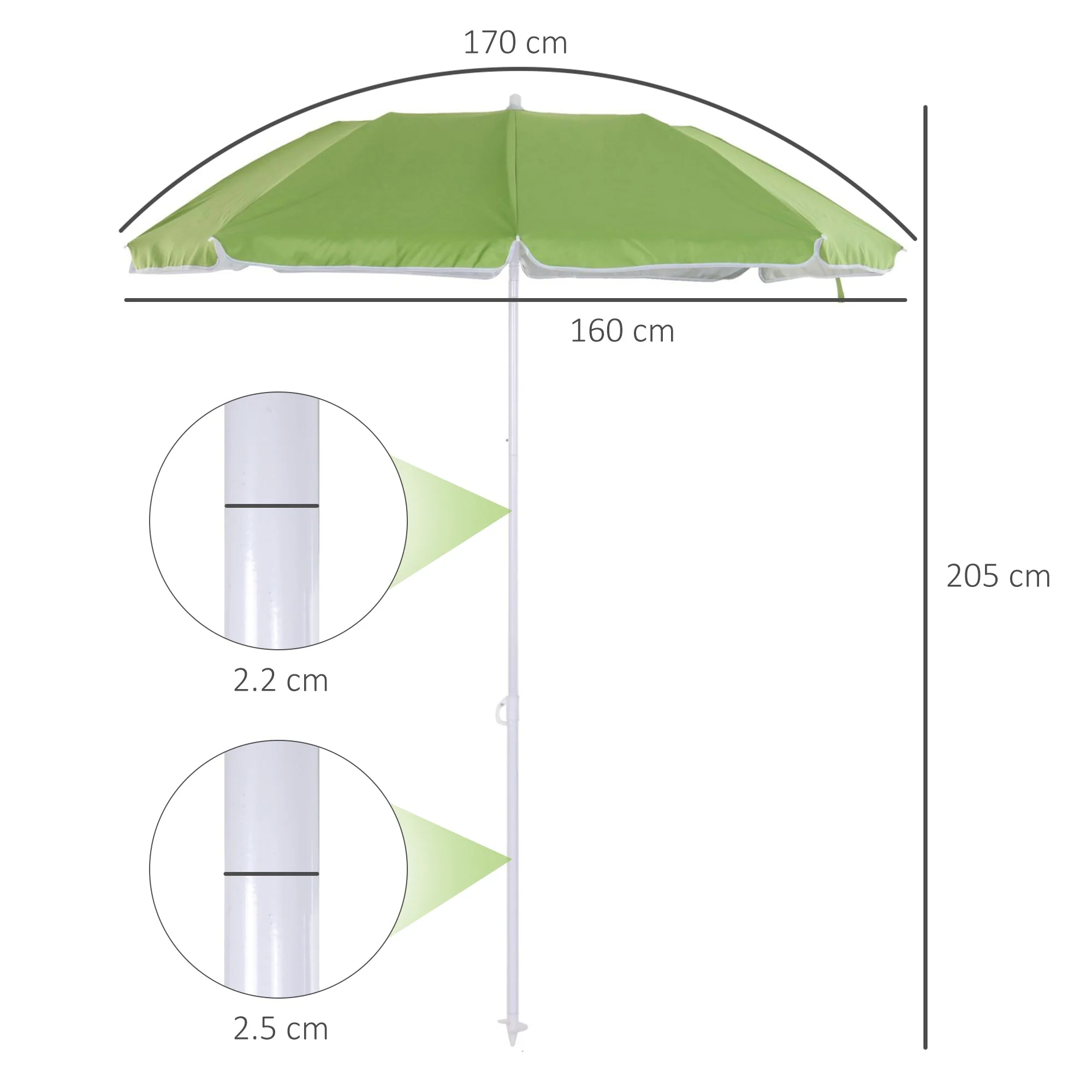 1.7m Beach Umbrella - Image 3