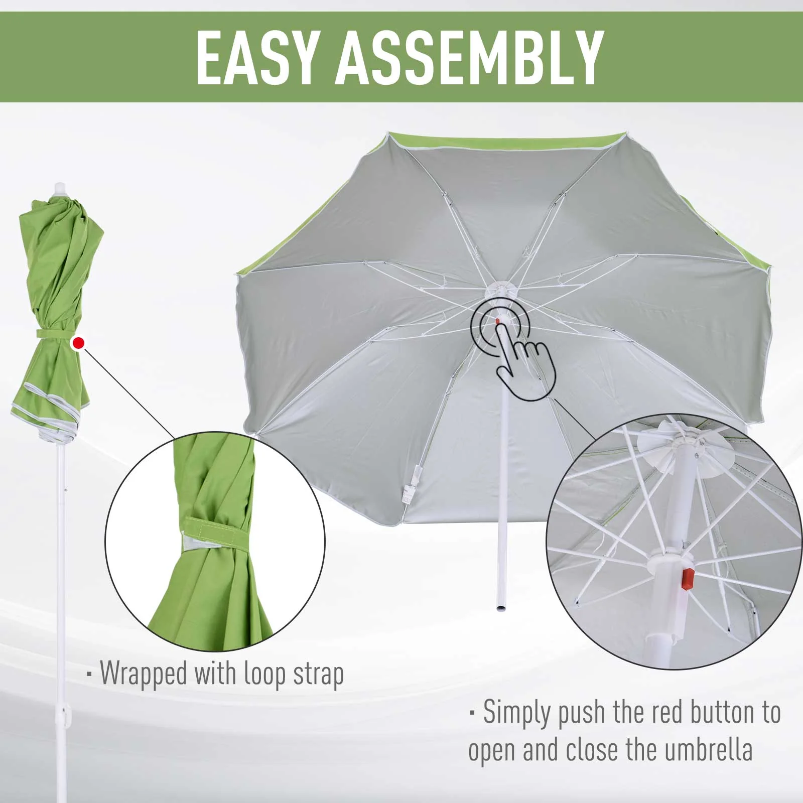 1.7m Beach Umbrella - Image 6