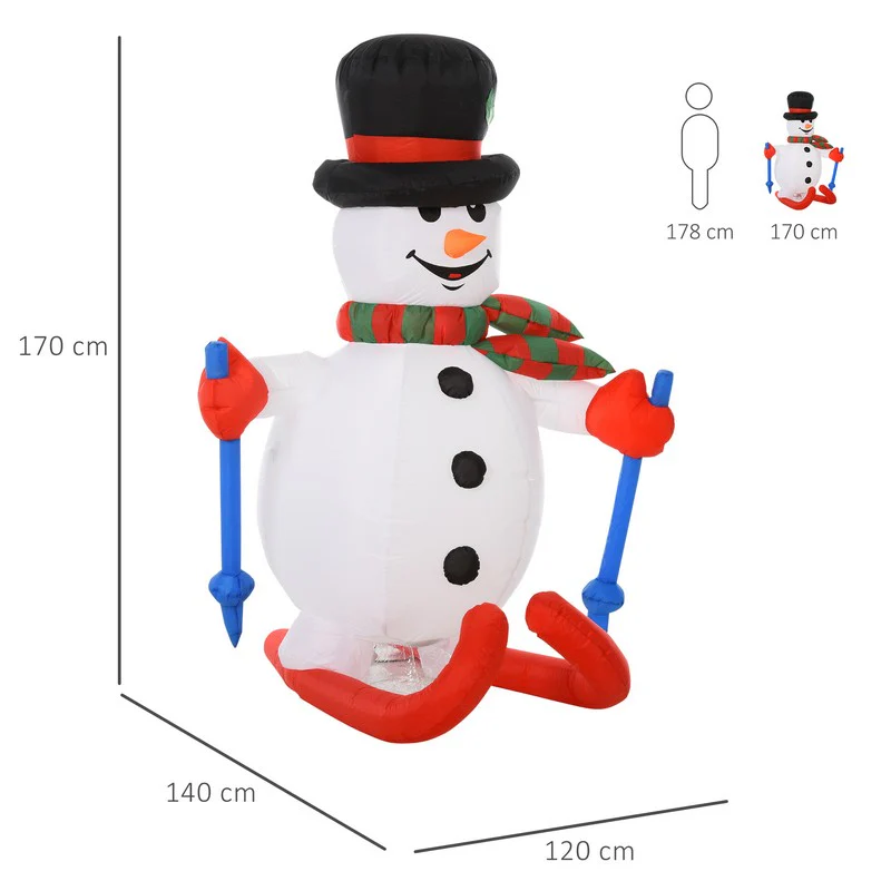 1.7m LED Polyester Snowman Christmas Inflatable - Image 2