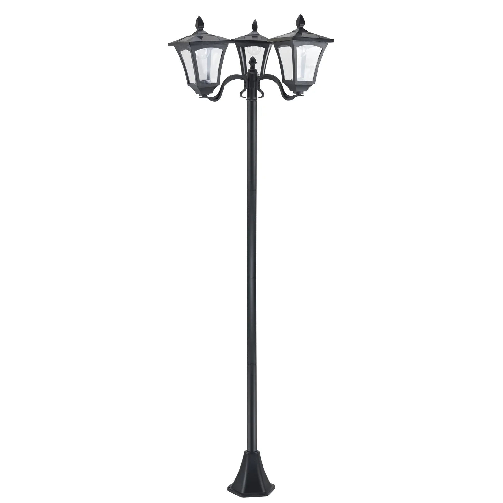 1.8m Traditional Victorian Style 3 Way Head Outdoor Garden Solar Post Lamp Sensor Dimmable LED Lantern Bollard Pathway IP44 – Black - Image 8