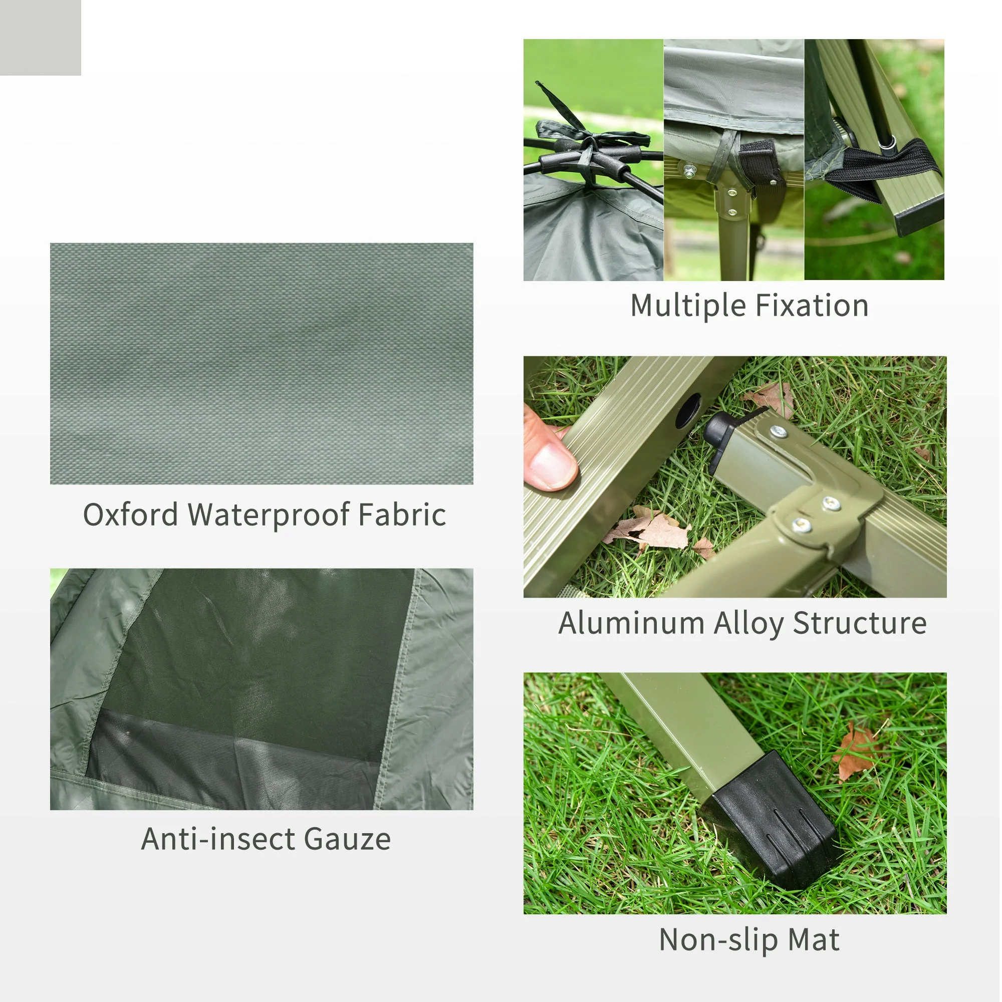 1-person Foldable Camping Tent W/ Sleeping Bag-Army Green - Image 7