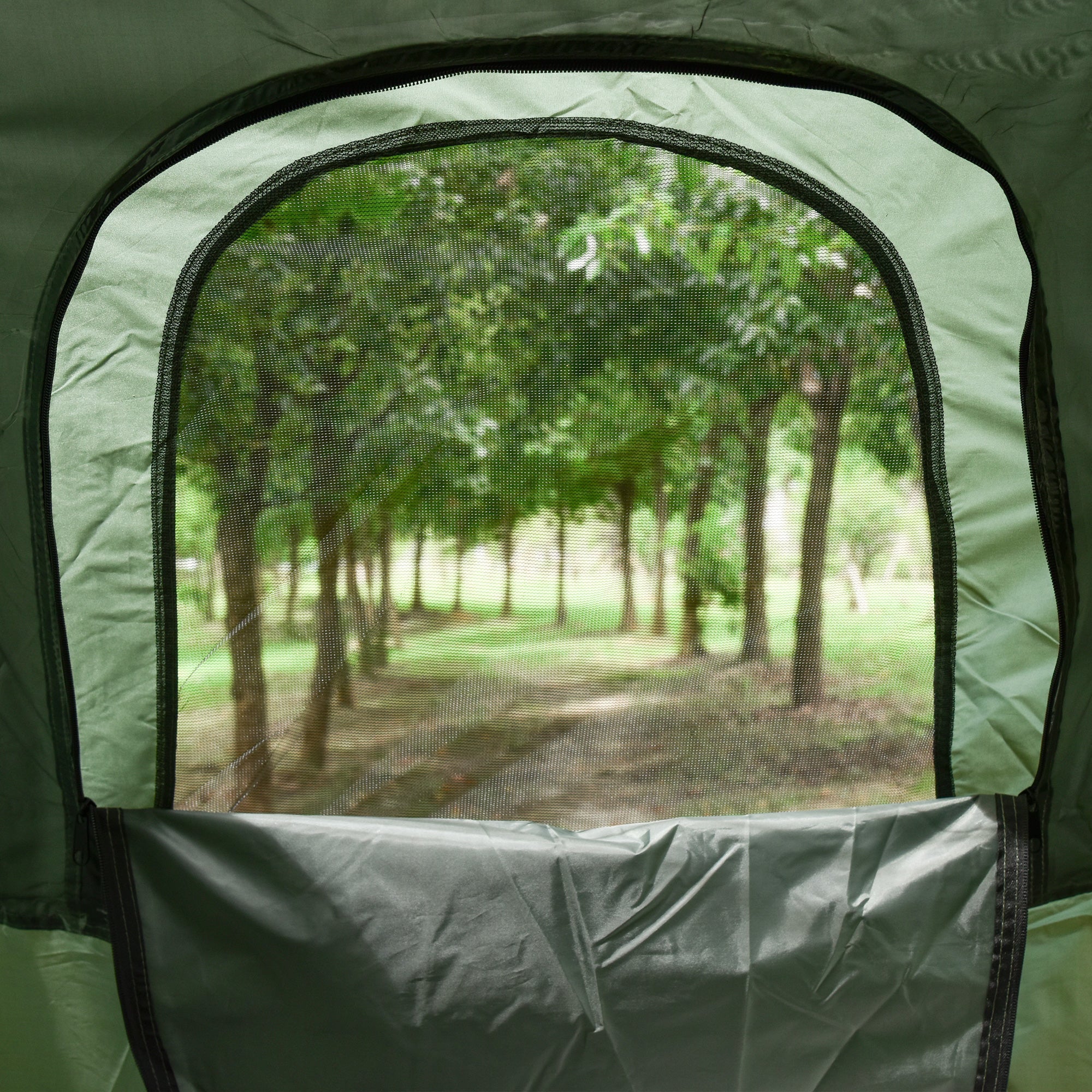 1-person Foldable Camping Tent W/ Sleeping Bag-Army Green - Image 8