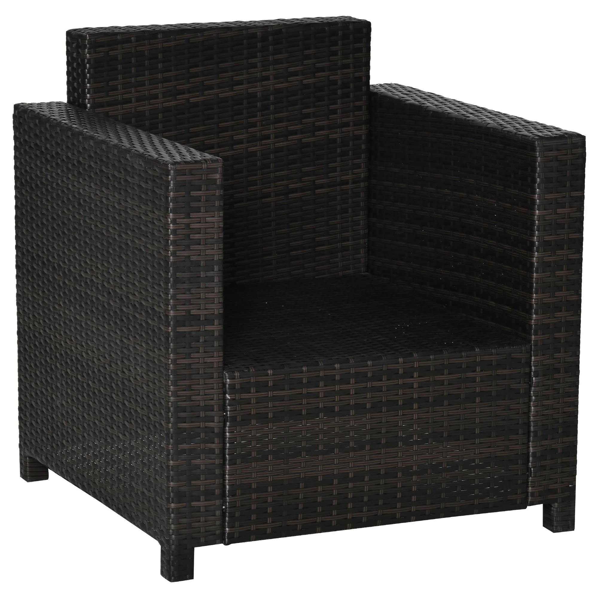 1 Seater Rattan Garden All-Weather Wicker Weave Single Sofa Armchair with Fire Resistant Cushion - Black - Image 7
