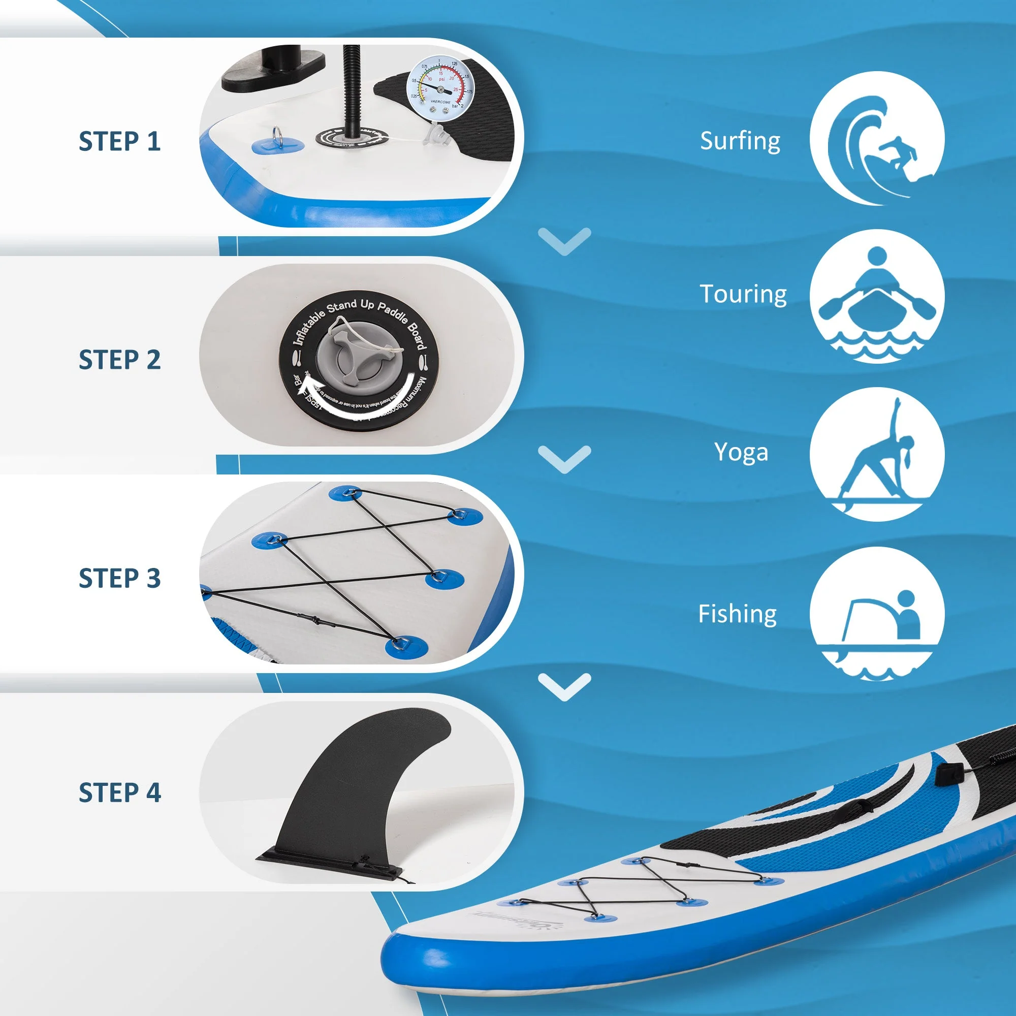 10.6' x 32" x 6" Inflatable Stand Up Paddle Board - Image 4