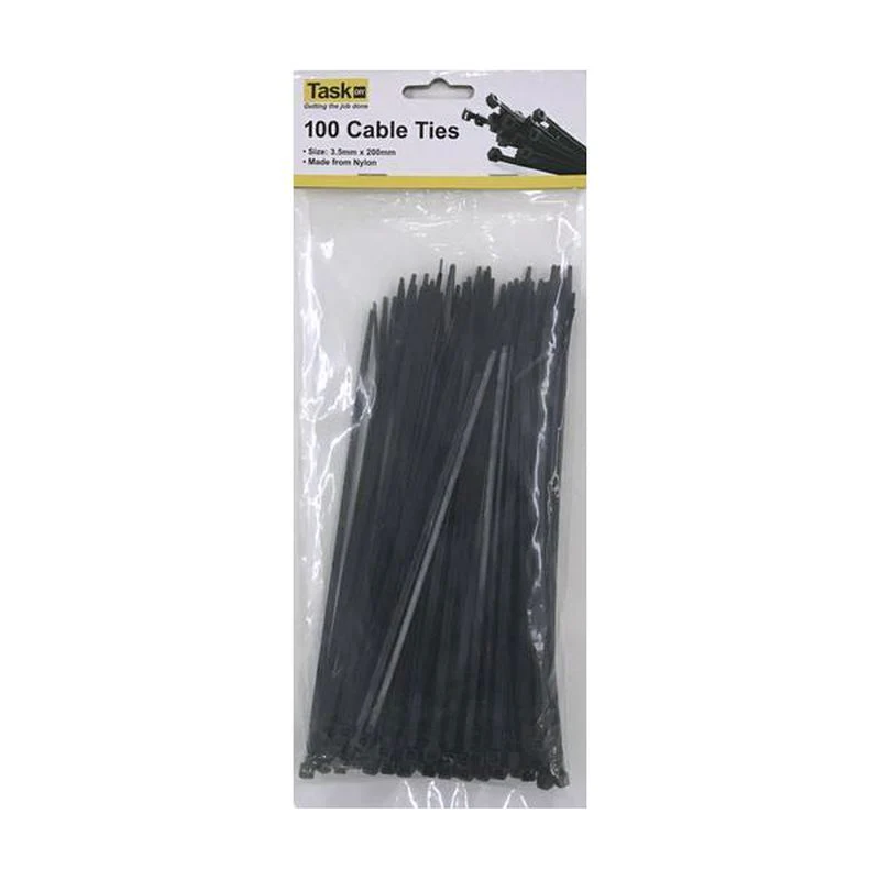 20cm Black Cable Ties 3.5mm - 100 Pack - Image 2