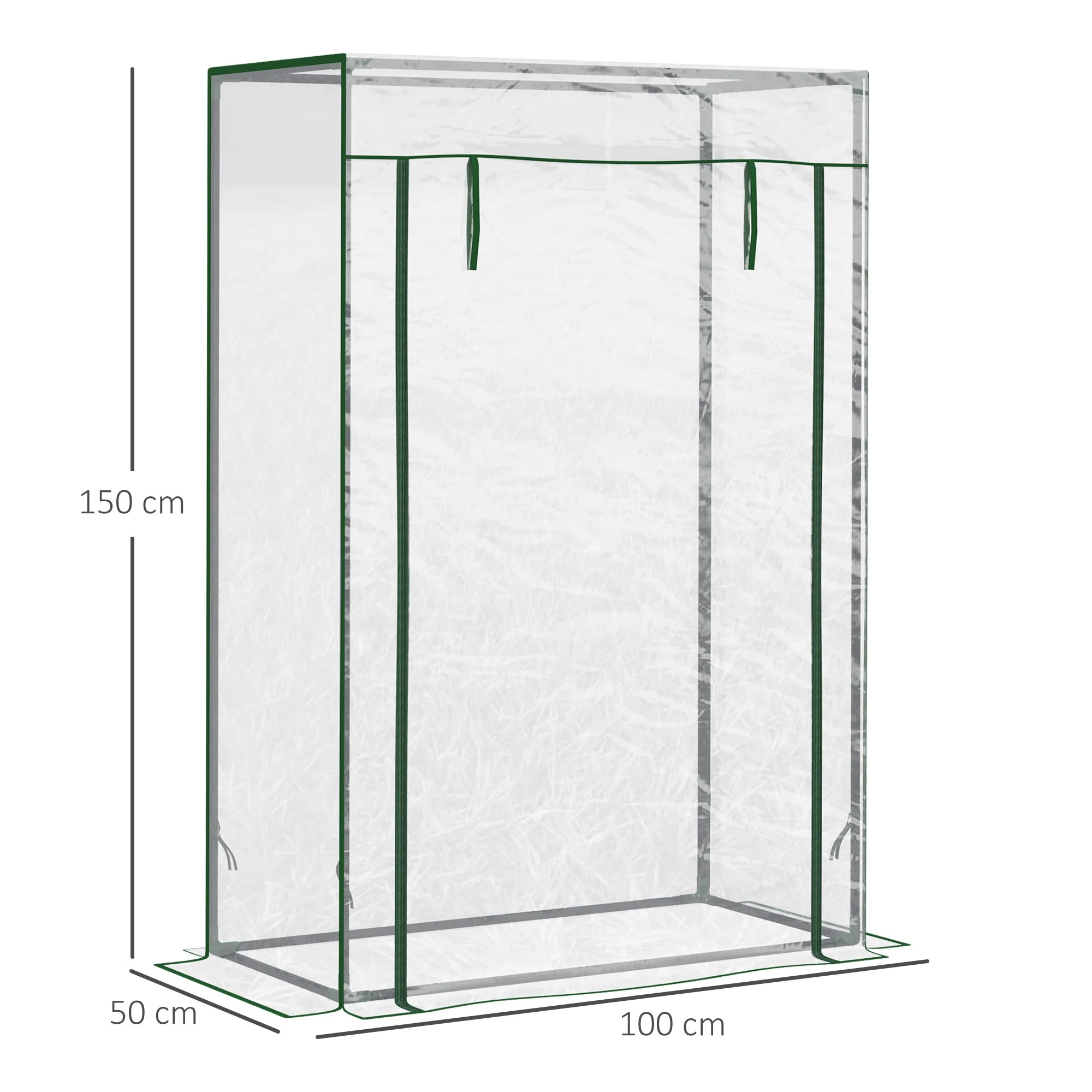 100 x 50 x 150cm Greenhouse Steel Frame PVC Cover with Roll-up Door Outdoor for Backyard - Image 3