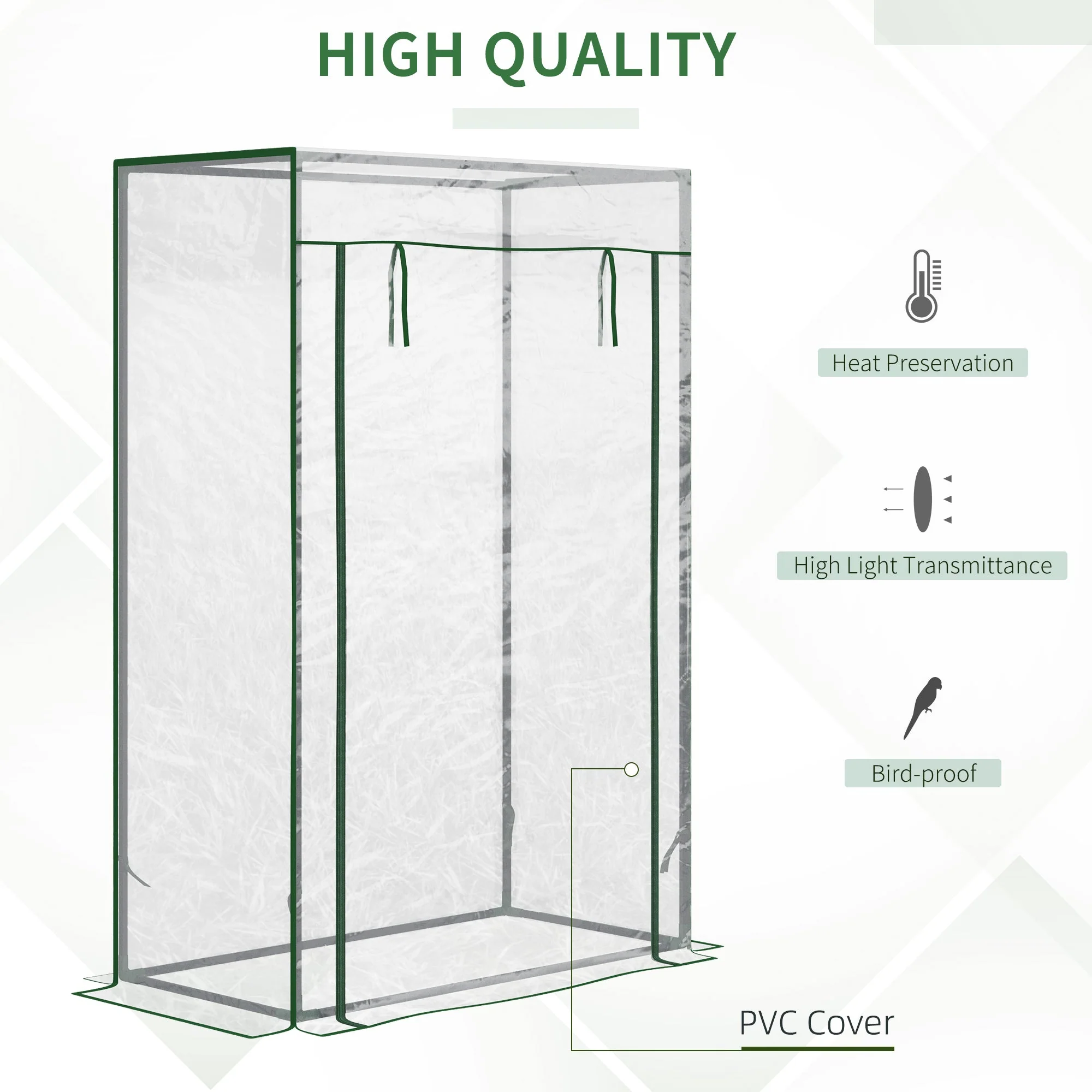 100 x 50 x 150cm Greenhouse Steel Frame PVC Cover with Roll-up Door Outdoor for Backyard - Image 4