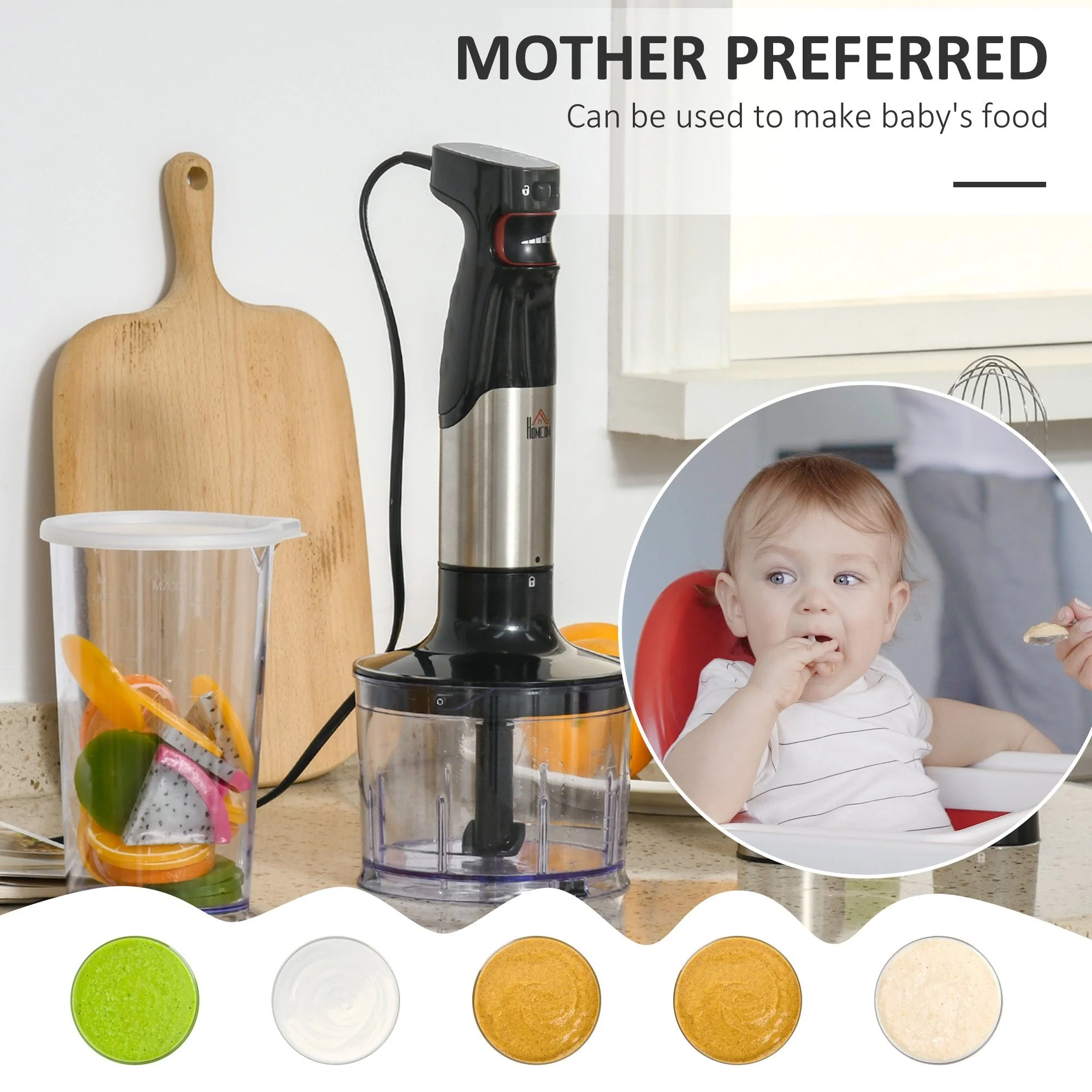 1000W 800ml Multi Speed Hand Blender Black - Image 5