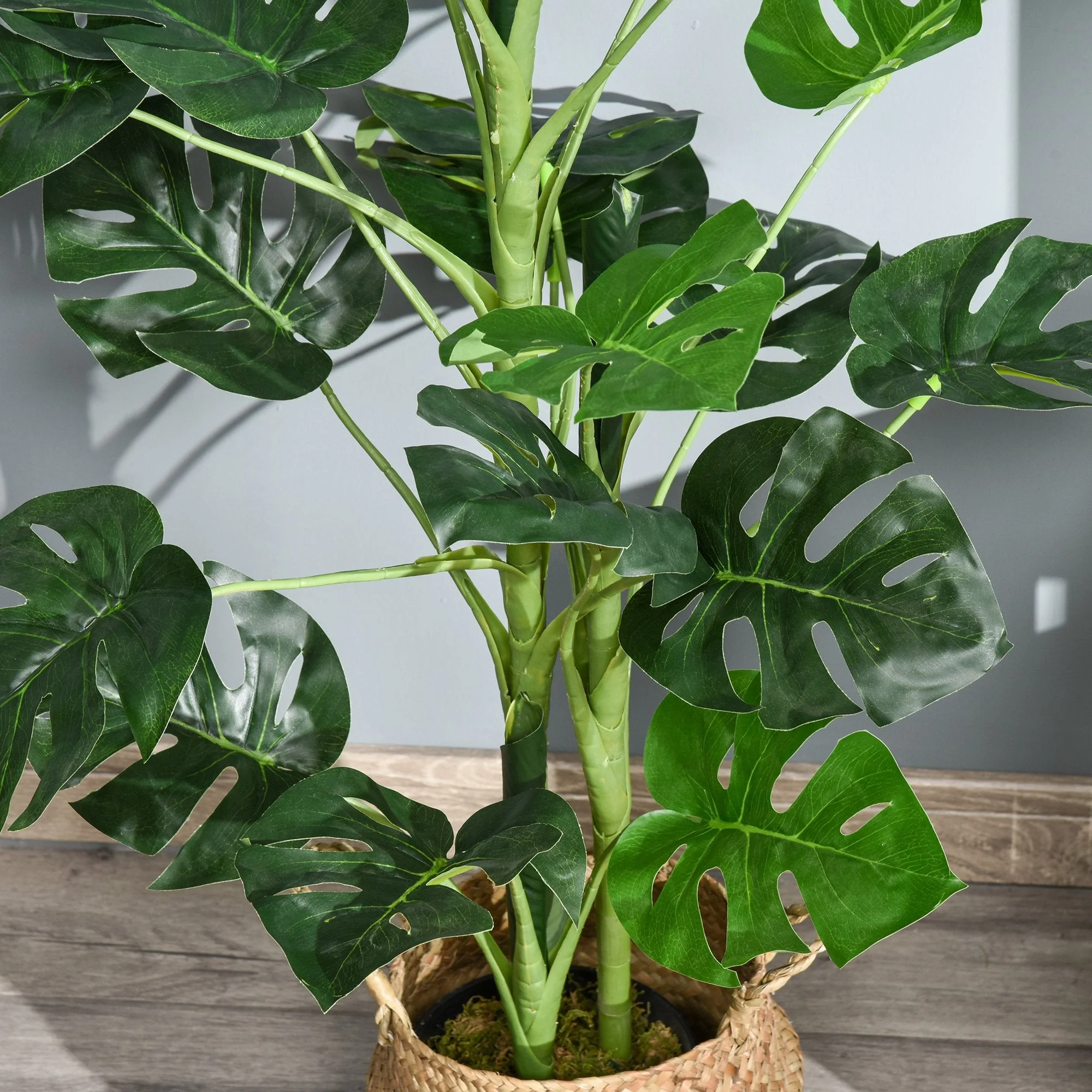 100cm/3.3FT Artificial Monstera Tree Decorative Cheese Plant 21 Leaves with Nursery Pot - Image 8