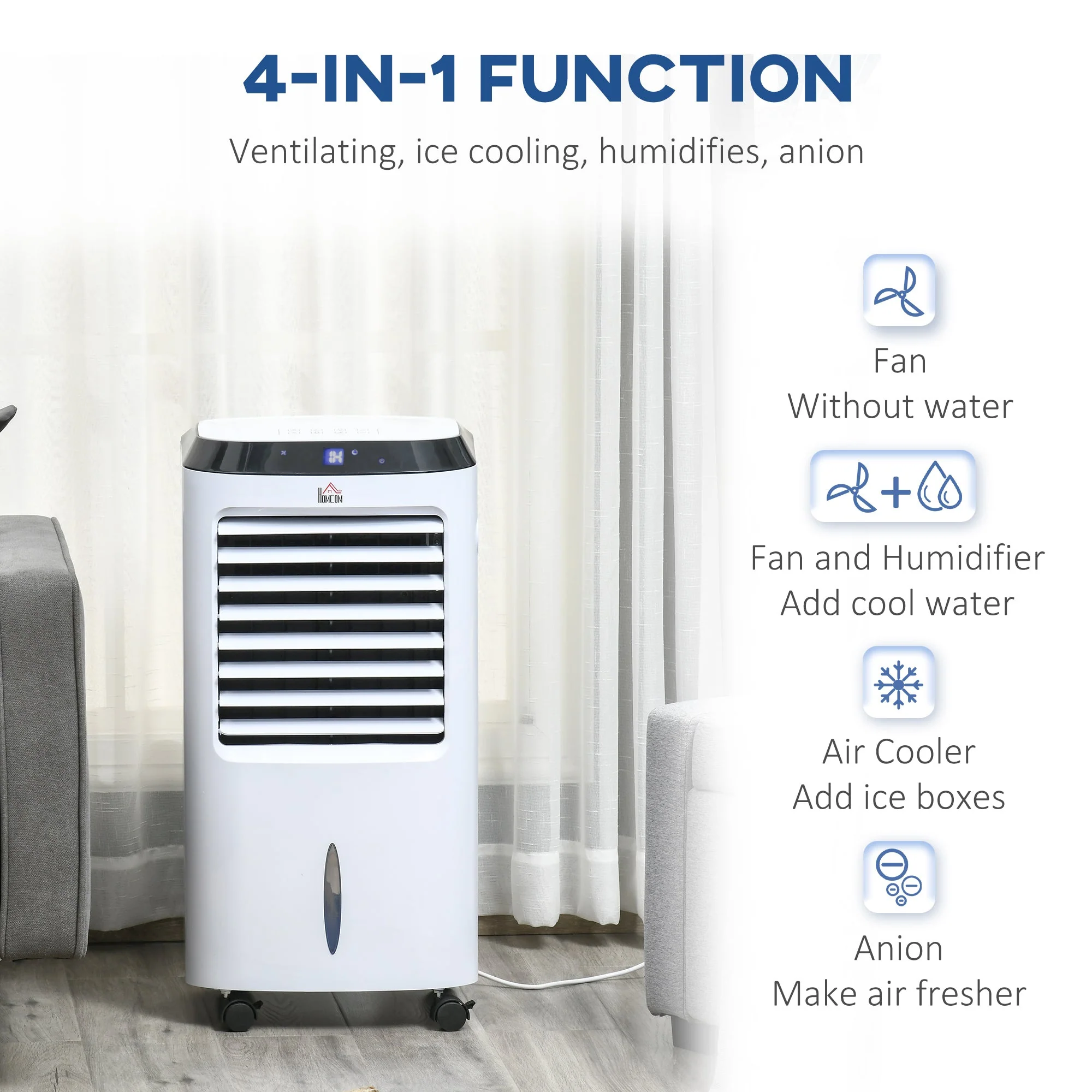 10L Multifunction Three Speed Air Cooler With Remote Control White - Image 3