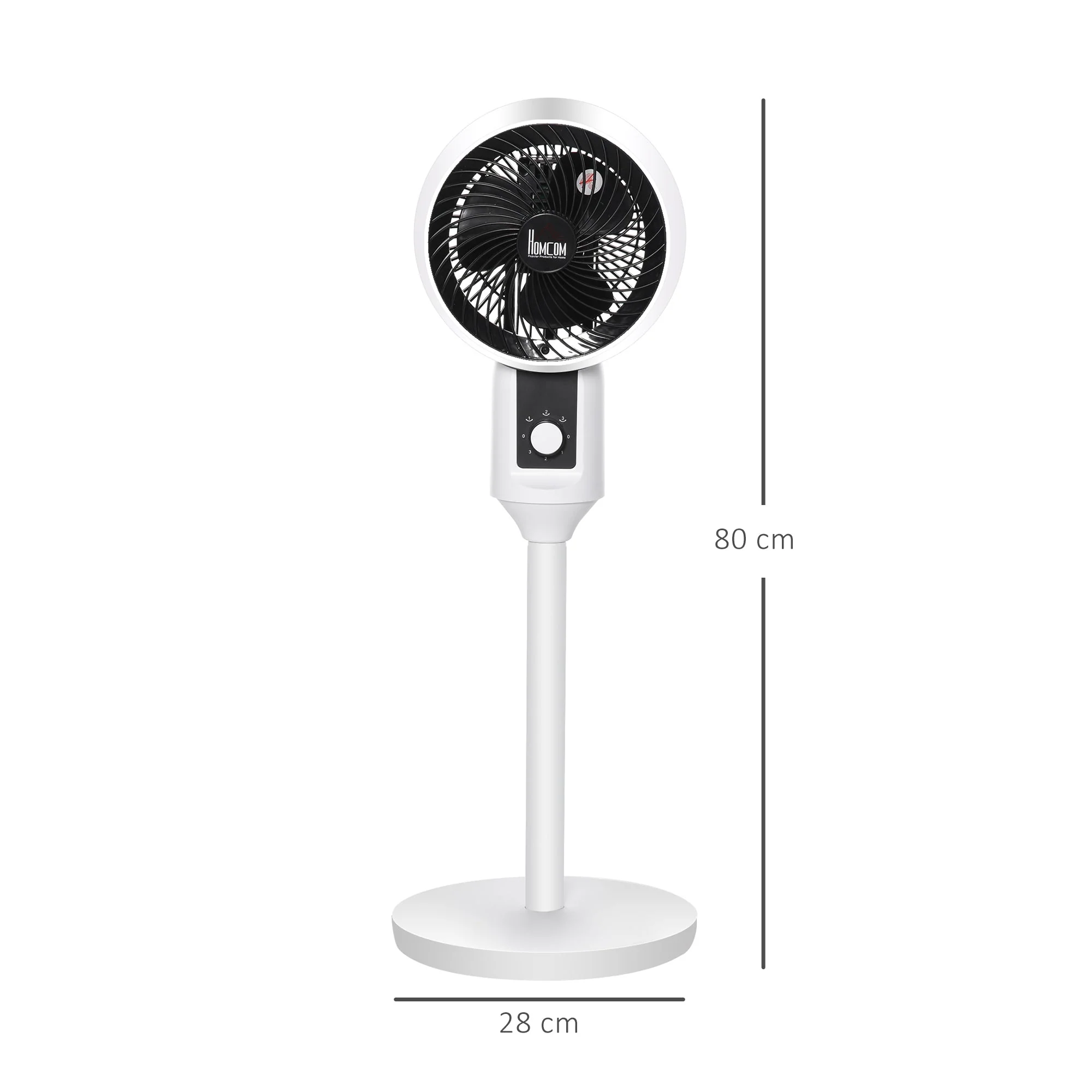 11" Oscillating Three Speed Pedestal Fan Black & White - Image 2