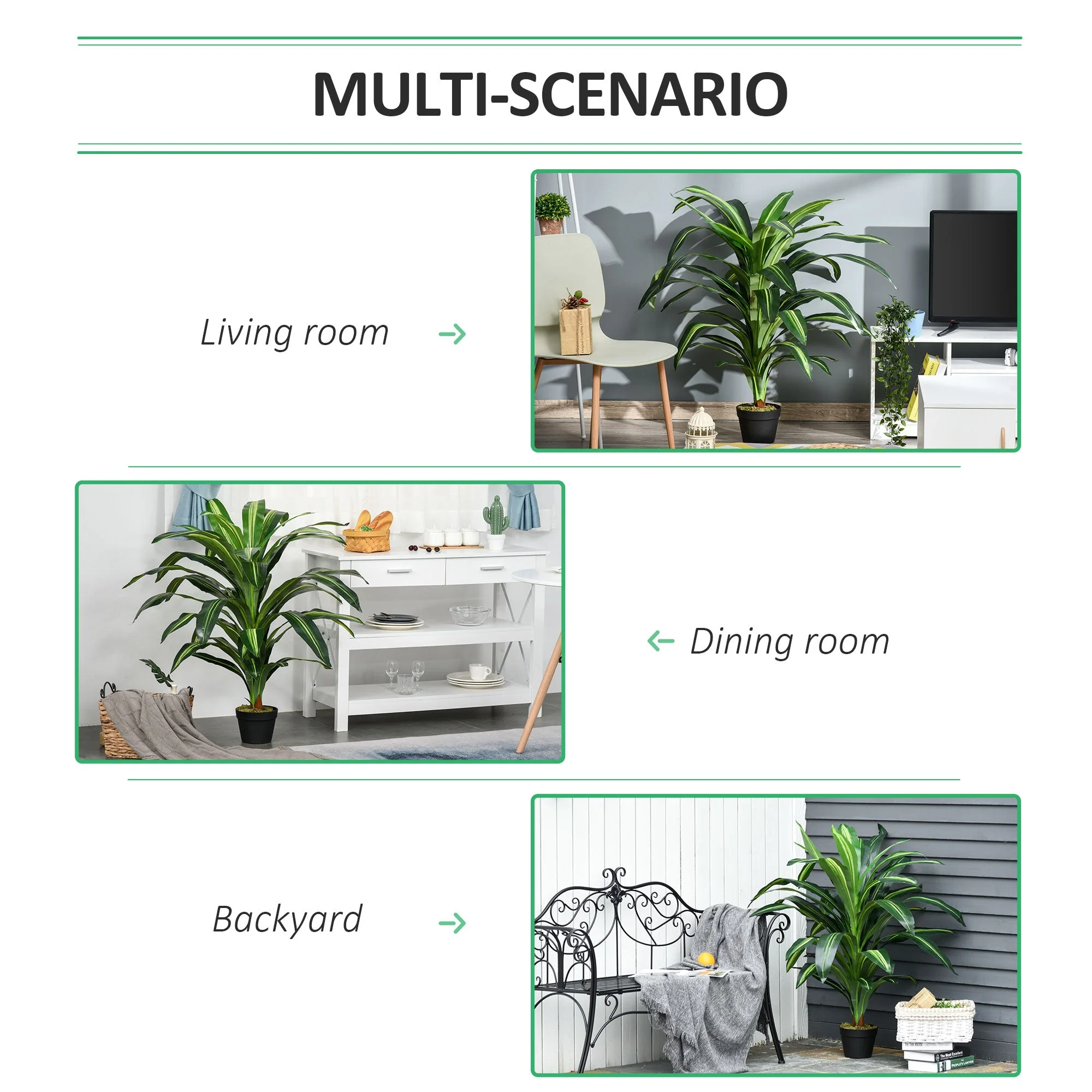 110cm/3.6FT Artificial Dracaena Tree Decorative Plant 40 Leaves with Nursery Pot - Image 6