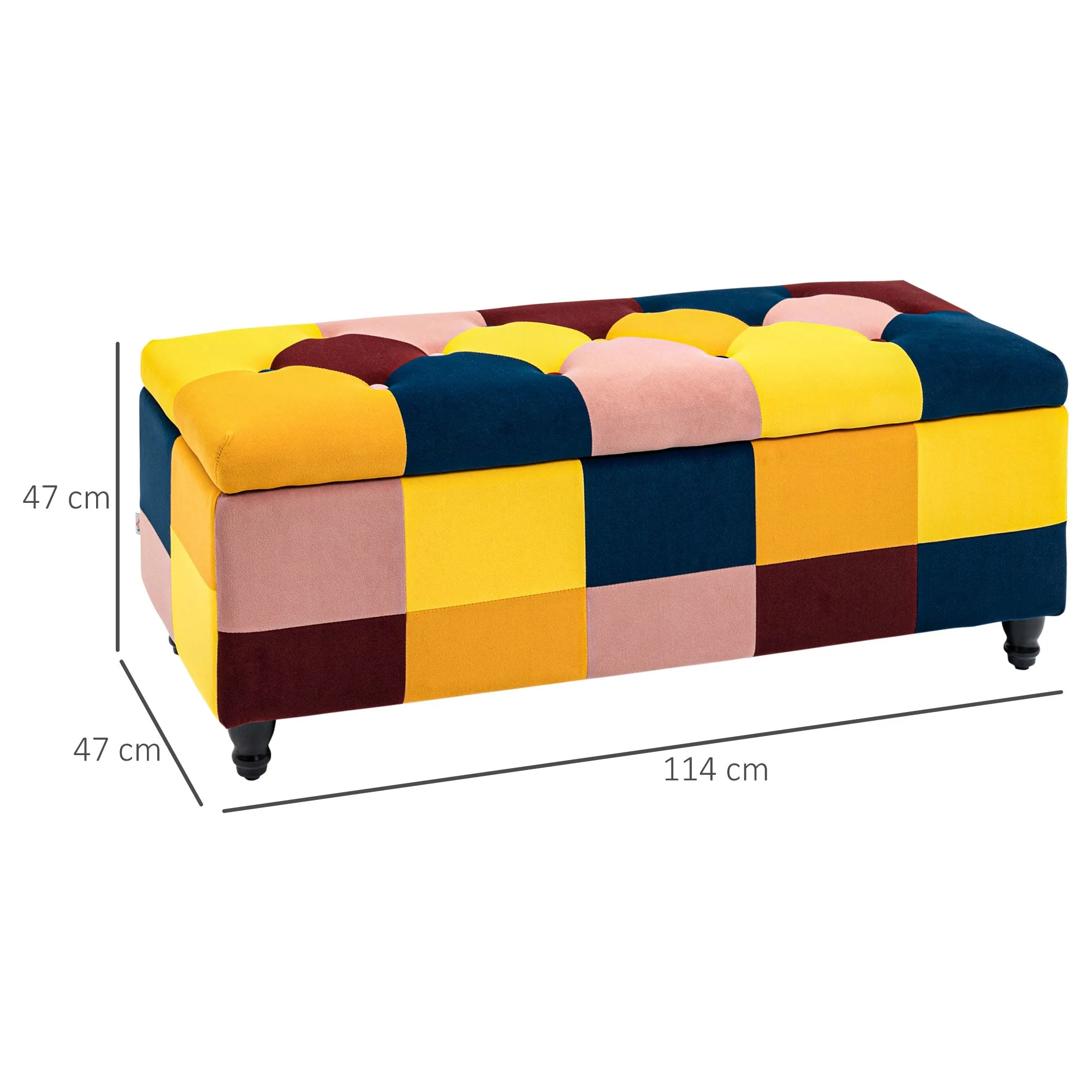 114 x 47 x 47cm Velvet Storage Ottoman - Image 2