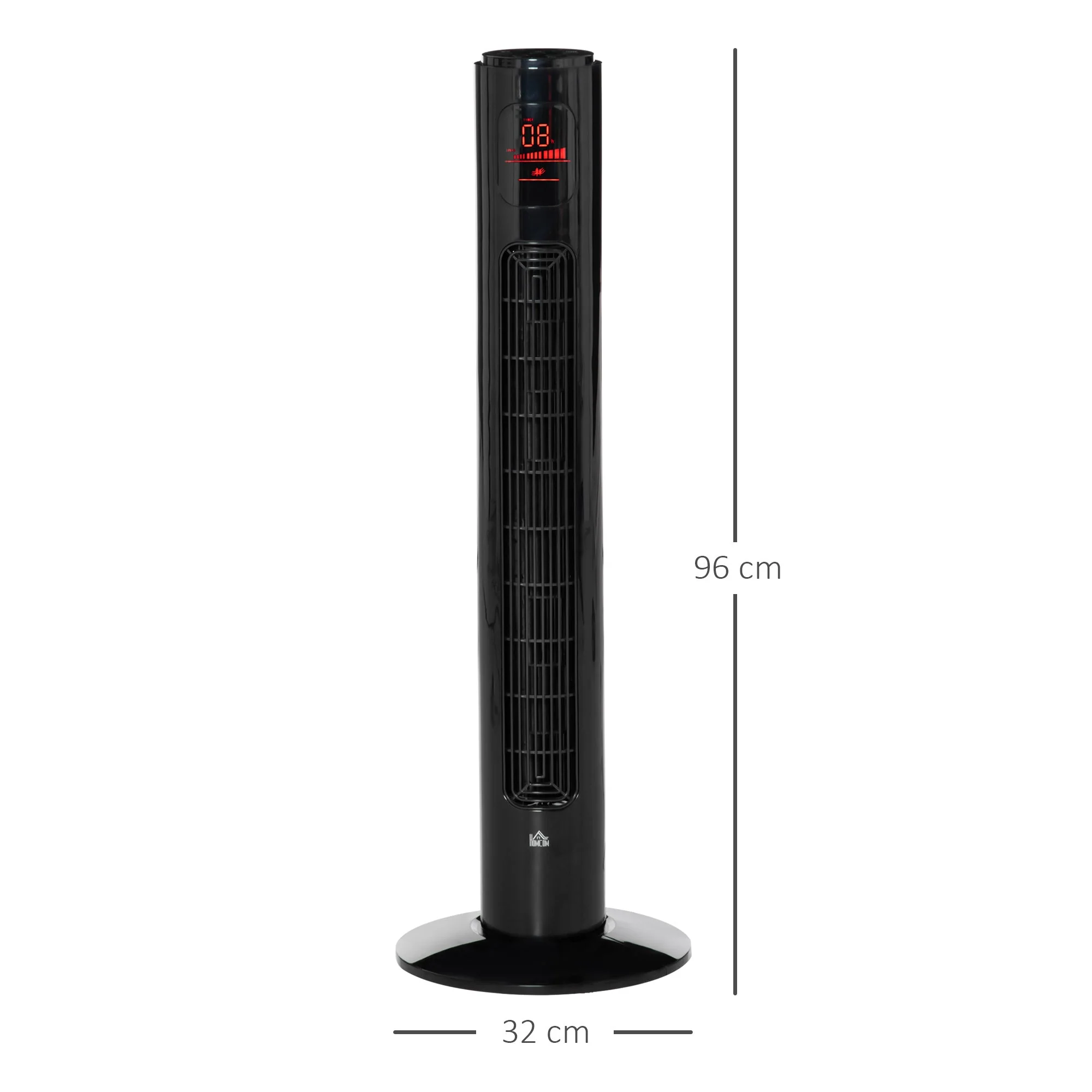 12" Oscillating Three Speed Tower Fan With Timer Black - Image 3