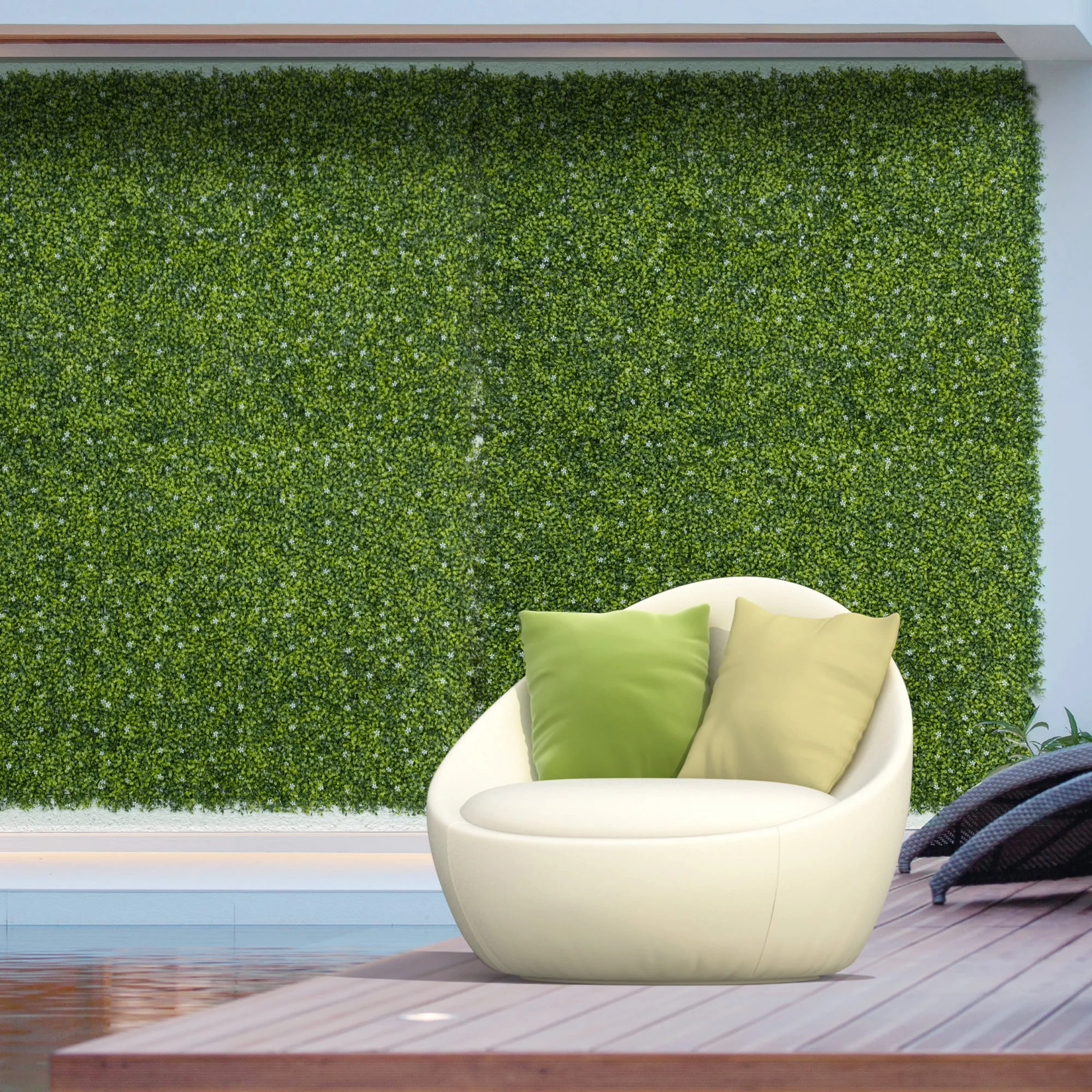 12-Piece 20" x 20" Artificial Boxwood Wall Panel Milan Grass Privacy Fence Screen - Image 2