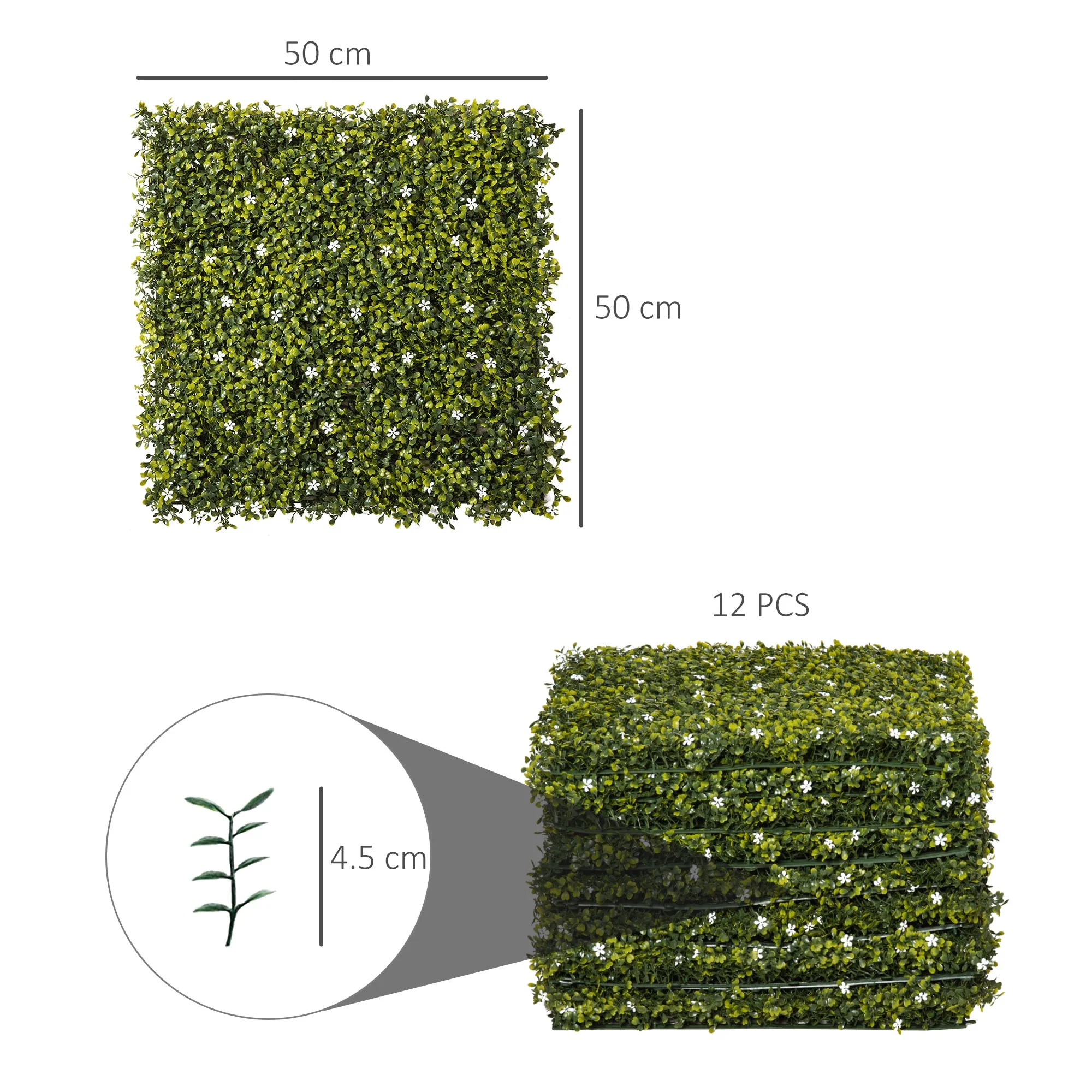 12-Piece 20" x 20" Artificial Boxwood Wall Panel Milan Grass Privacy Fence Screen - Image 3