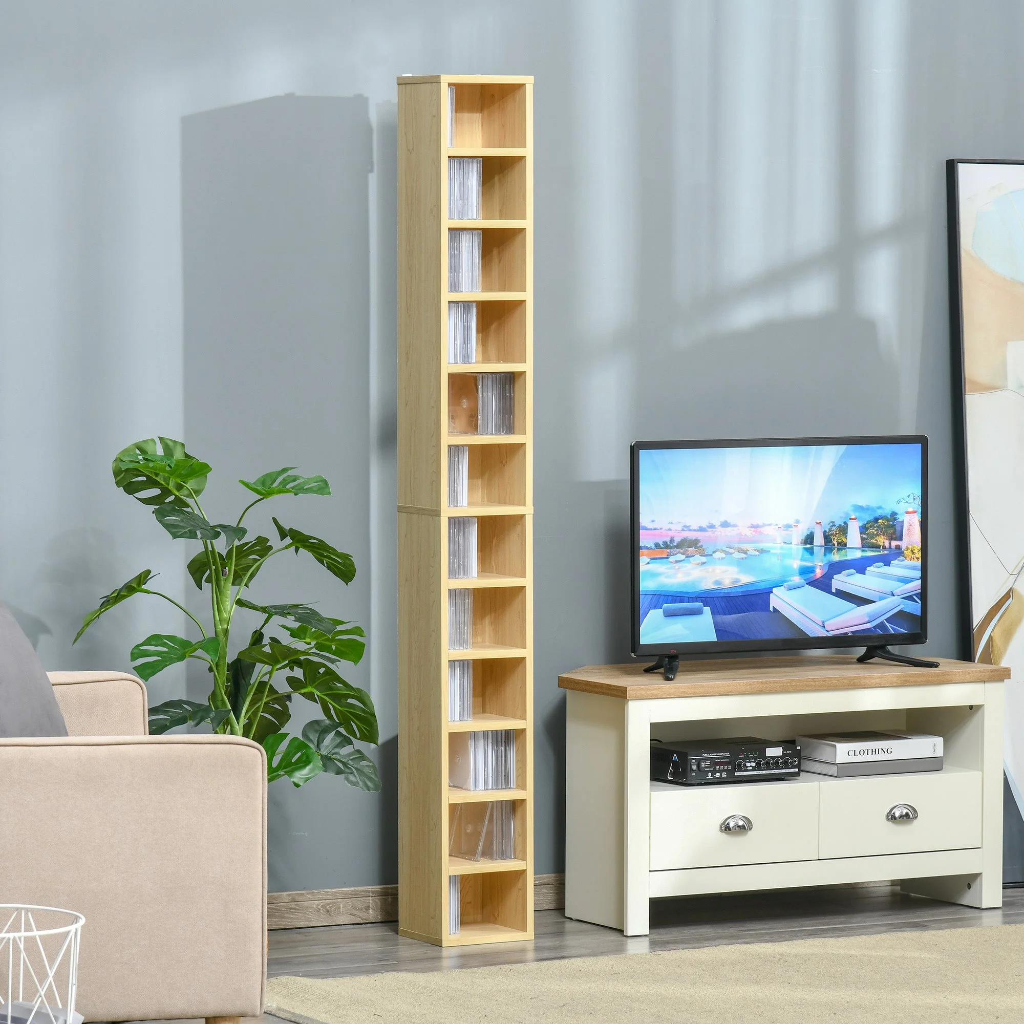 12-tier Media Storage Cabinet 204 CDs Shelf Tower Multimedia Organizer Rack Stand Bookcase Display Unit - Image 2