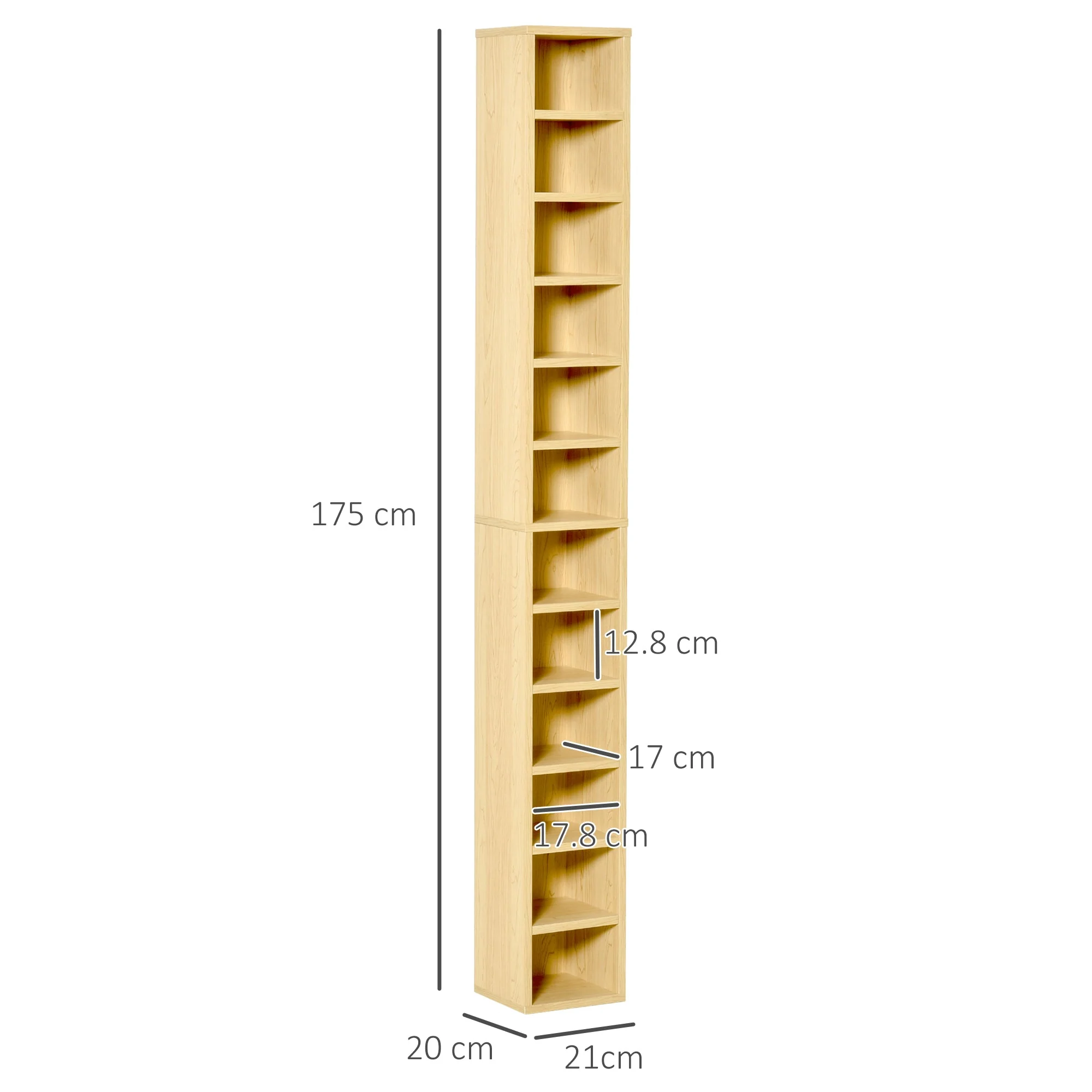 12-tier Media Storage Cabinet 204 CDs Shelf Tower Multimedia Organizer Rack Stand Bookcase Display Unit - Image 3
