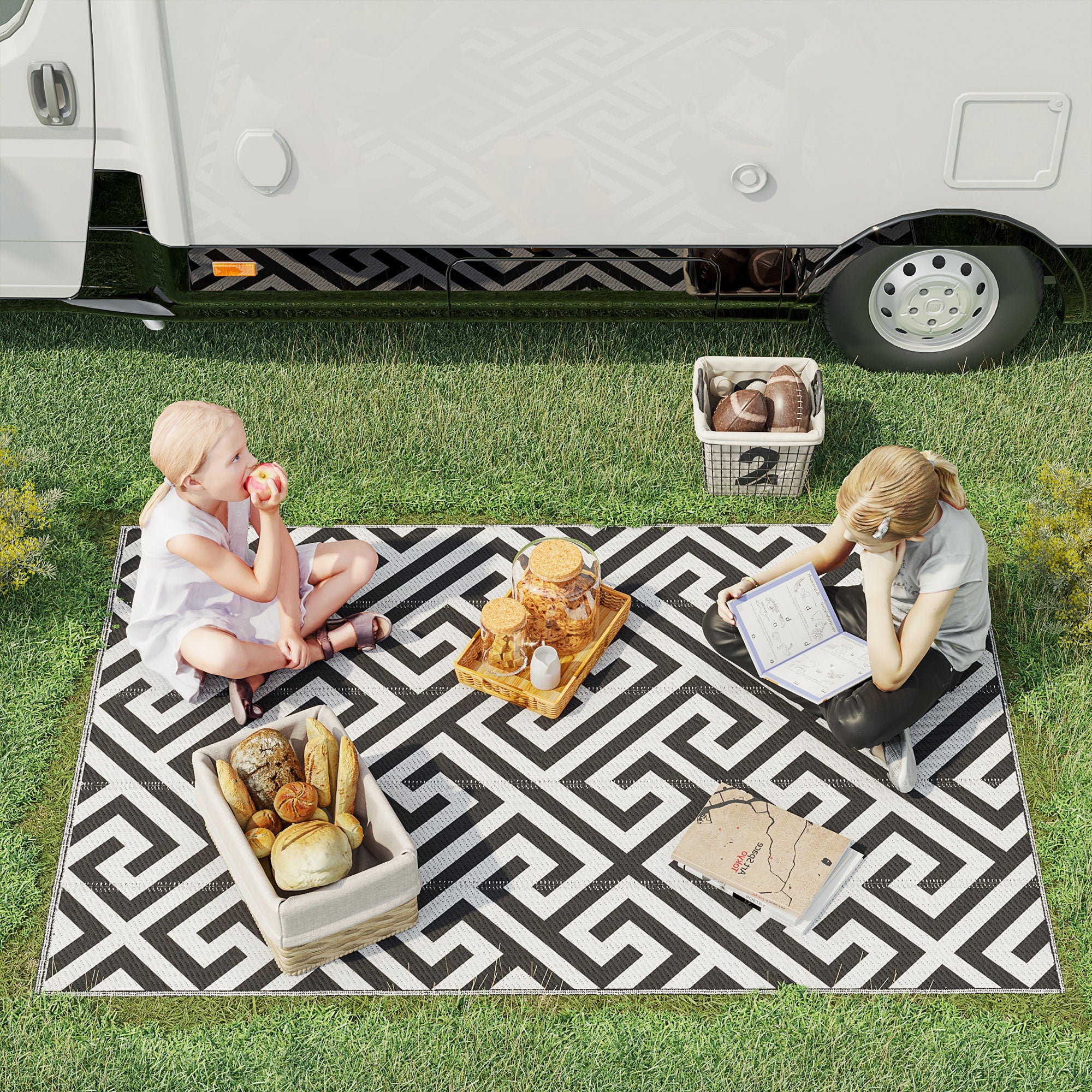 121 x 182 cm4x6ft Outdoor Rug Reversible Mat Plastic Straw Rug Portable RV Camping Mat for Garden Deck Picnic Indoor - Image 2