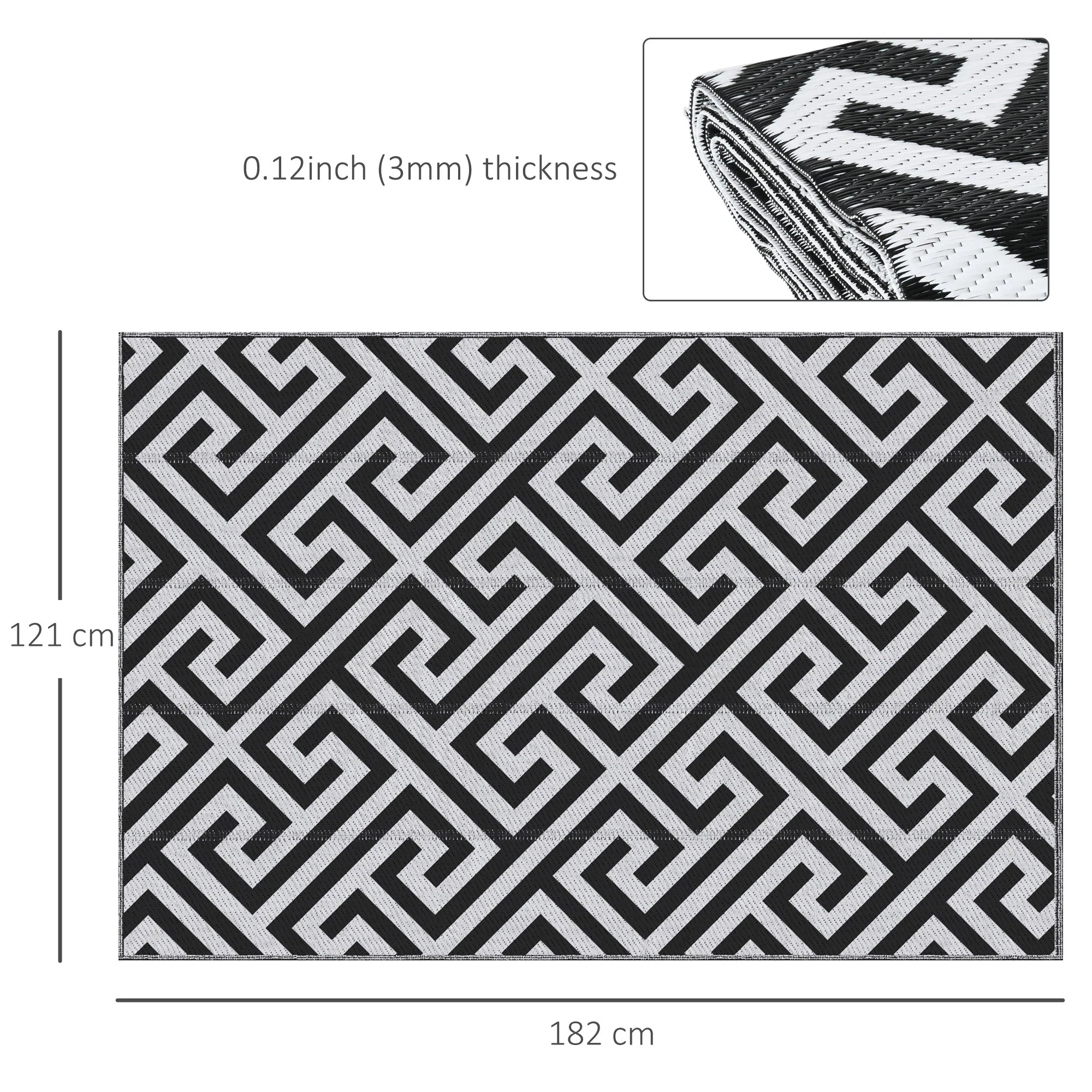 121 x 182 cm4x6ft Outdoor Rug Reversible Mat Plastic Straw Rug Portable RV Camping Mat for Garden Deck Picnic Indoor - Image 3