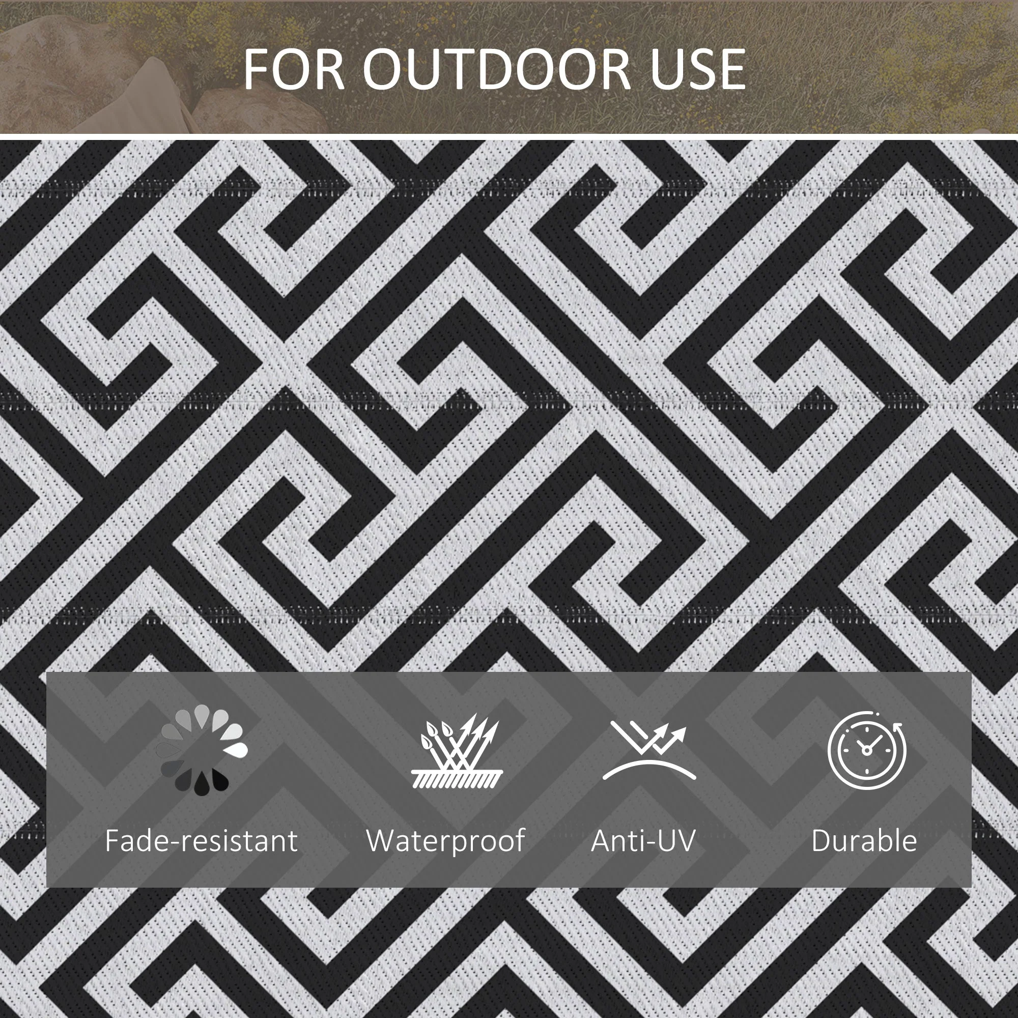 121 x 182 cm4x6ft Outdoor Rug Reversible Mat Plastic Straw Rug Portable RV Camping Mat for Garden Deck Picnic Indoor - Image 5