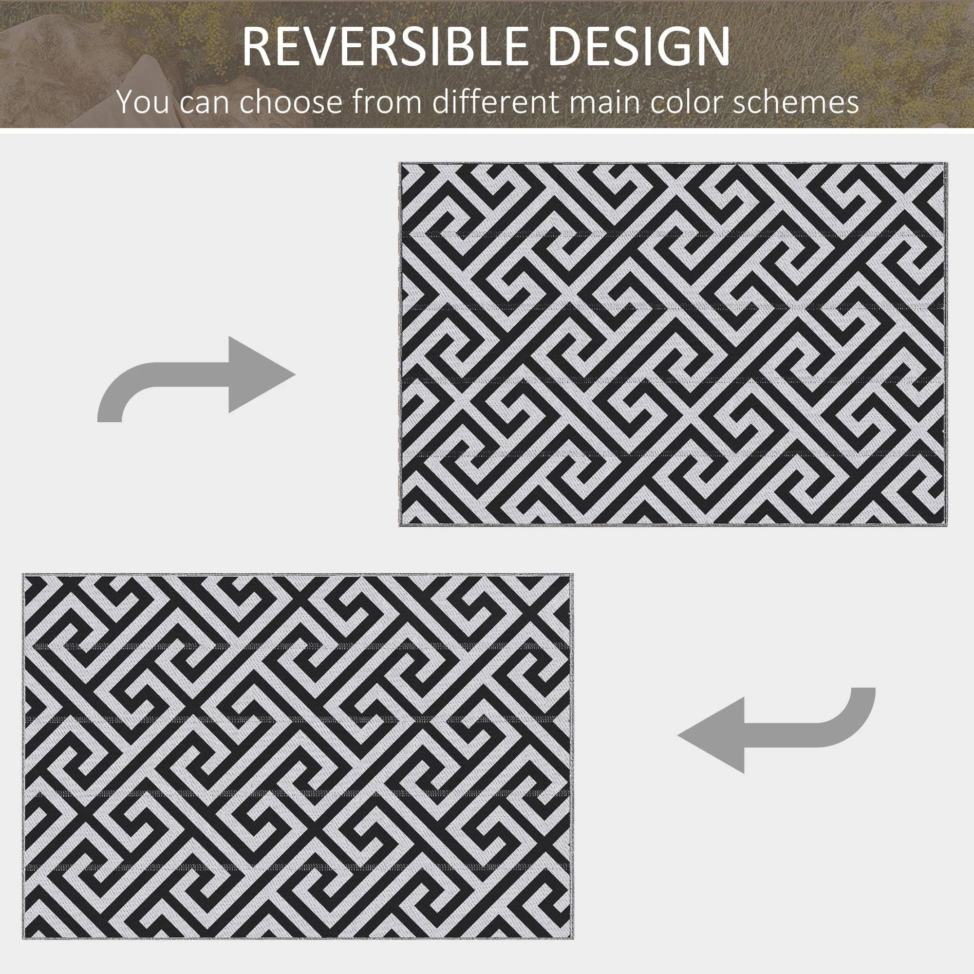121 x 182 cm4x6ft Outdoor Rug Reversible Mat Plastic Straw Rug Portable RV Camping Mat for Garden Deck Picnic Indoor - Image 6