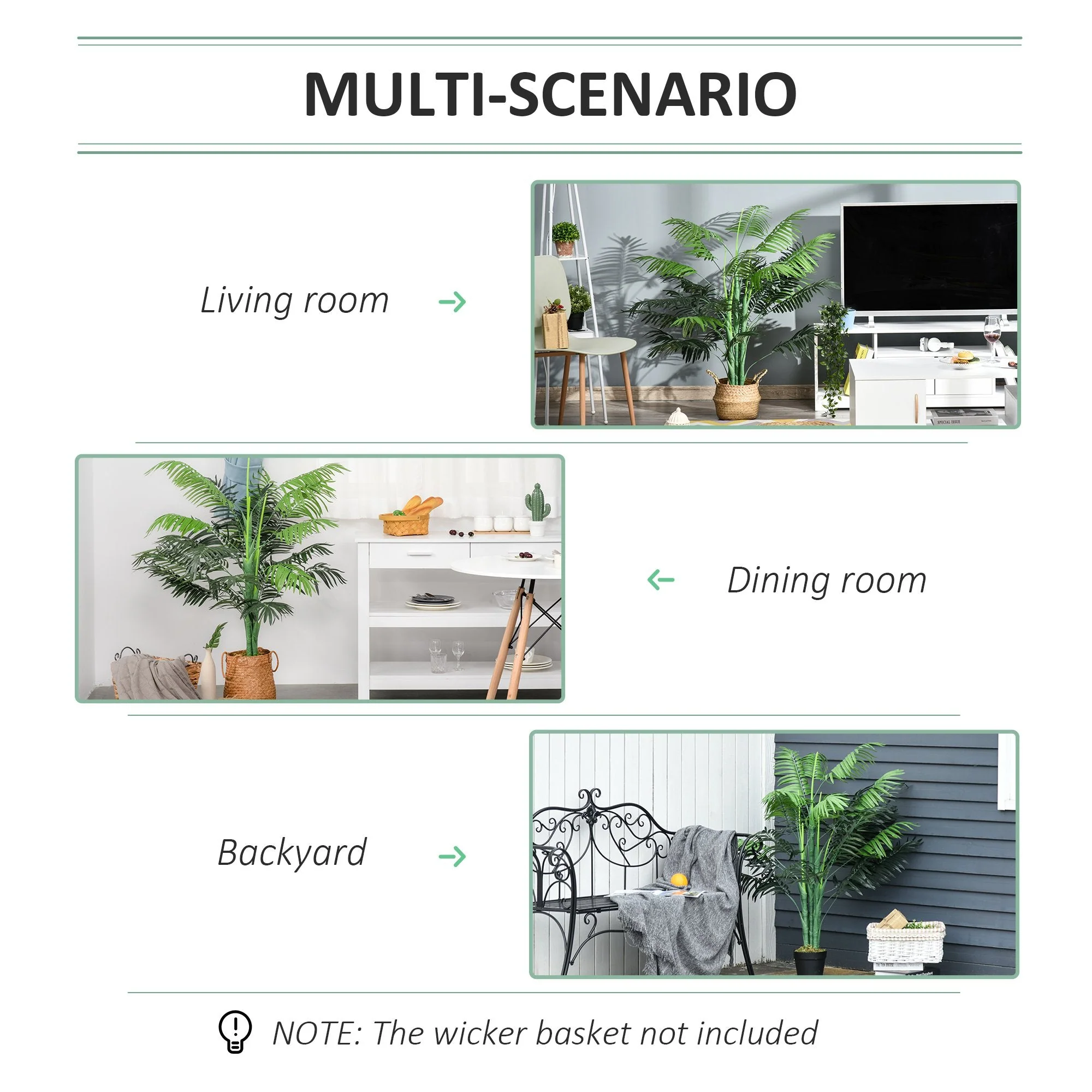 125cm/4FT Artificial Palm Plant Decorative Tree with 18 Leaves Nursery Pot Fake Plastic Indoor Outdoor Home Office Décor - Image 6