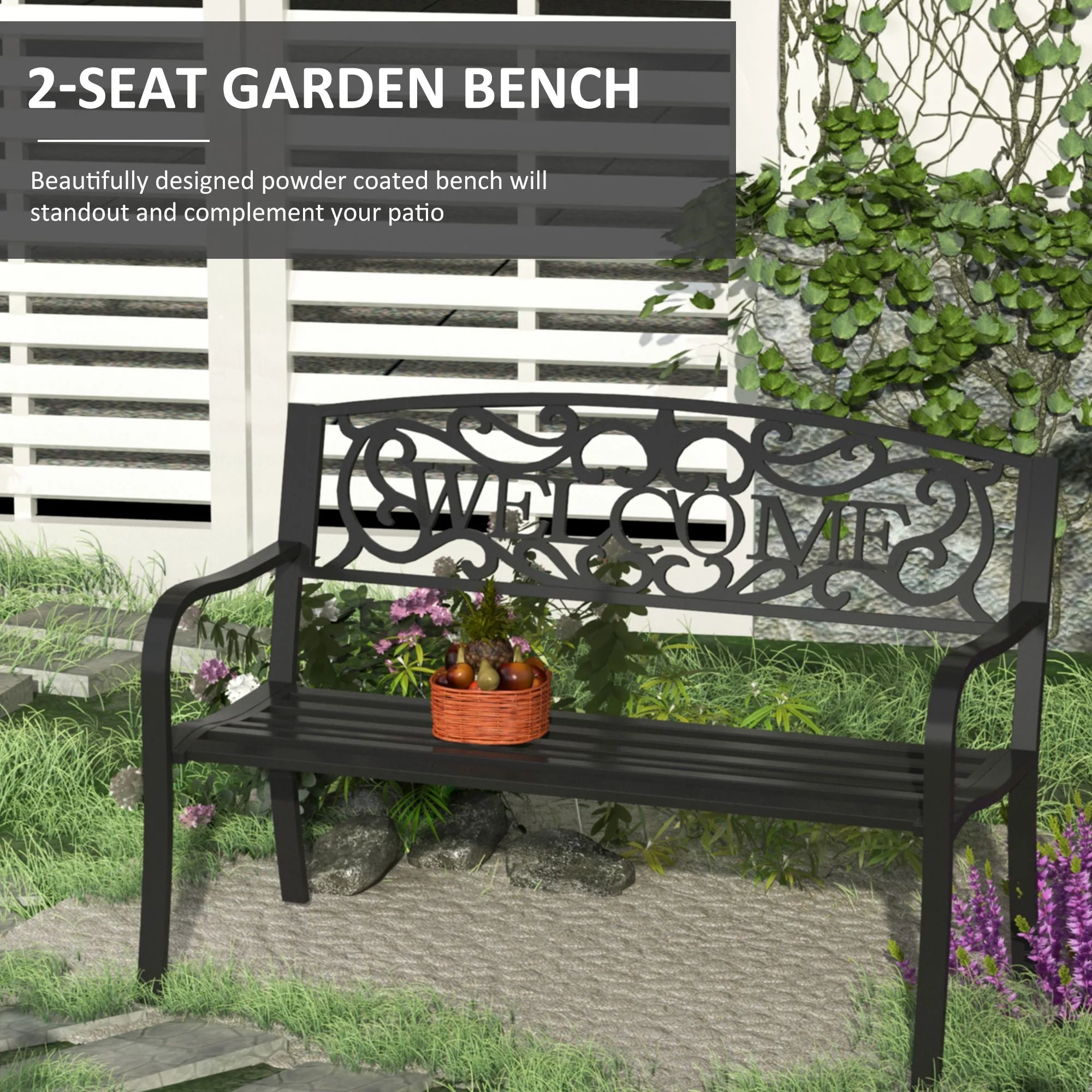 126Lx60Wx85H cm Steel Bench-Black - Image 4