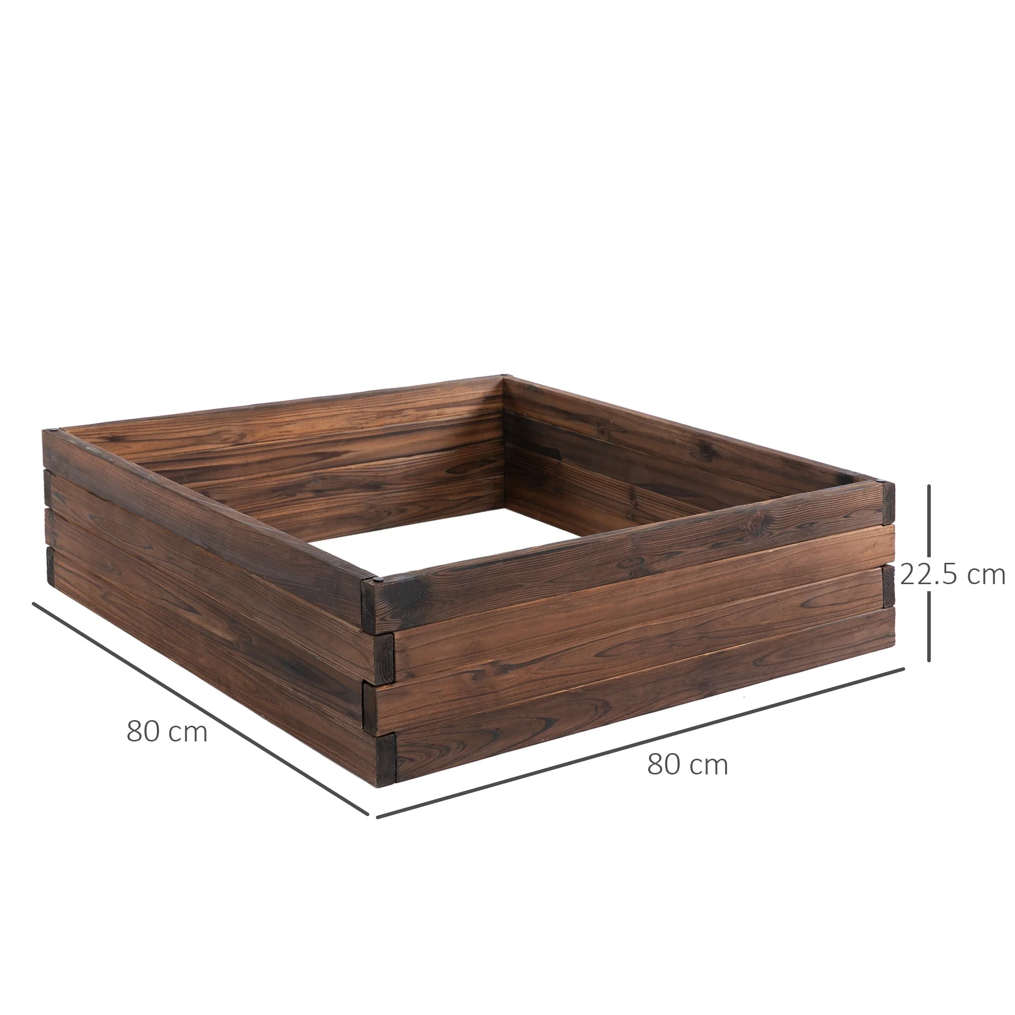 128L Wooden Raised Beds for Garden Planter Grow Containers For Outdoor Patio Plant Flower Vegetable 80L x 80W x 22.5H cm - Image 3