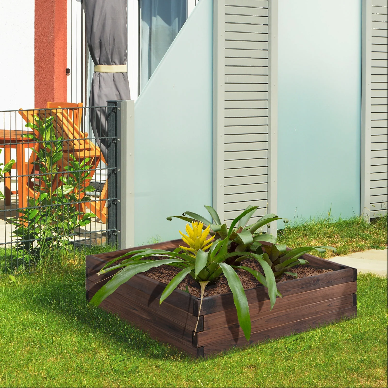 128L Wooden Raised Beds for Garden Planter Grow Containers For Outdoor Patio Plant Flower Vegetable 80L x 80W x 22.5H cm - Image 8