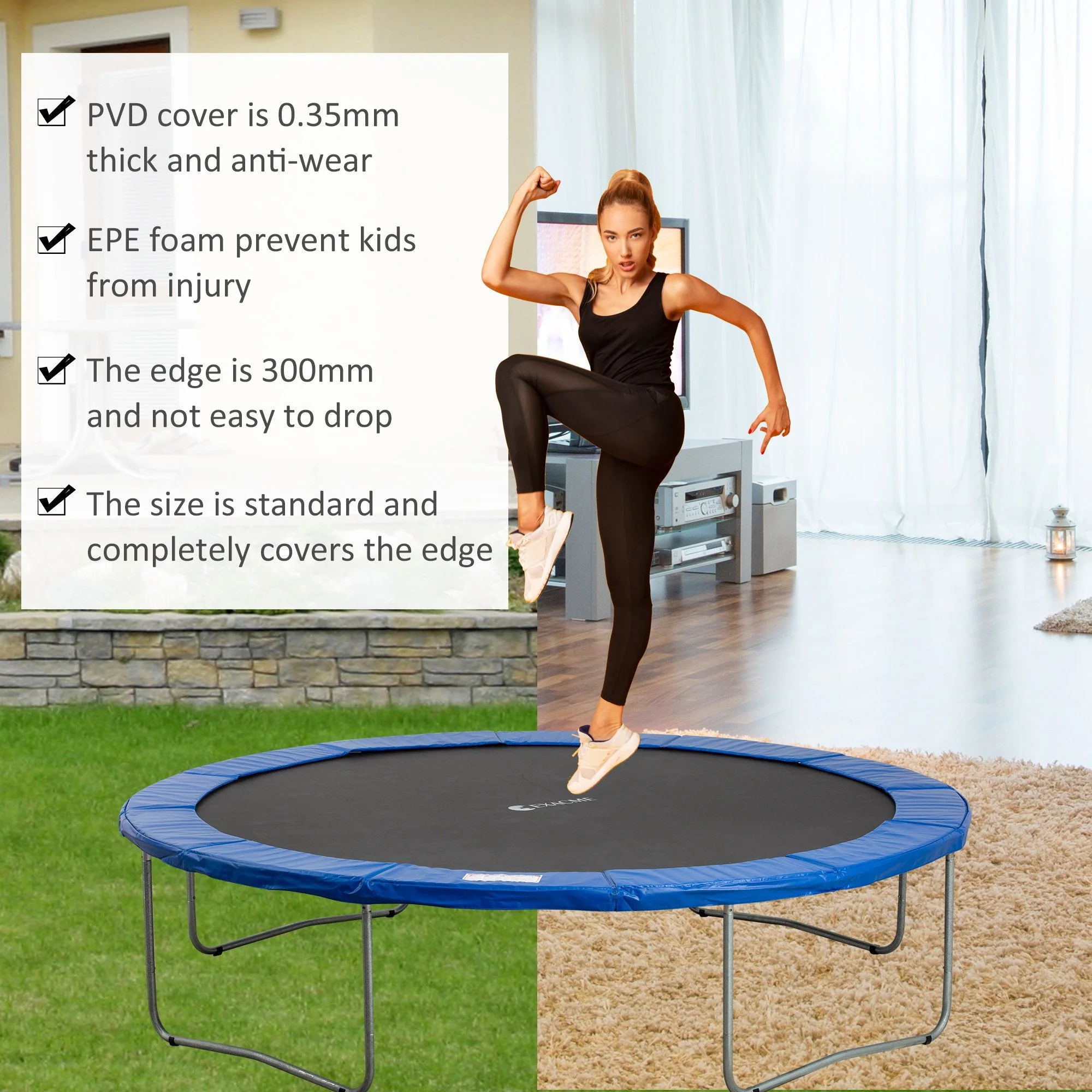 12ft Trampoline Pad ?366cm Surround Pad Thick Foam Pads Padding Replacement Spare- Blue - Image 6
