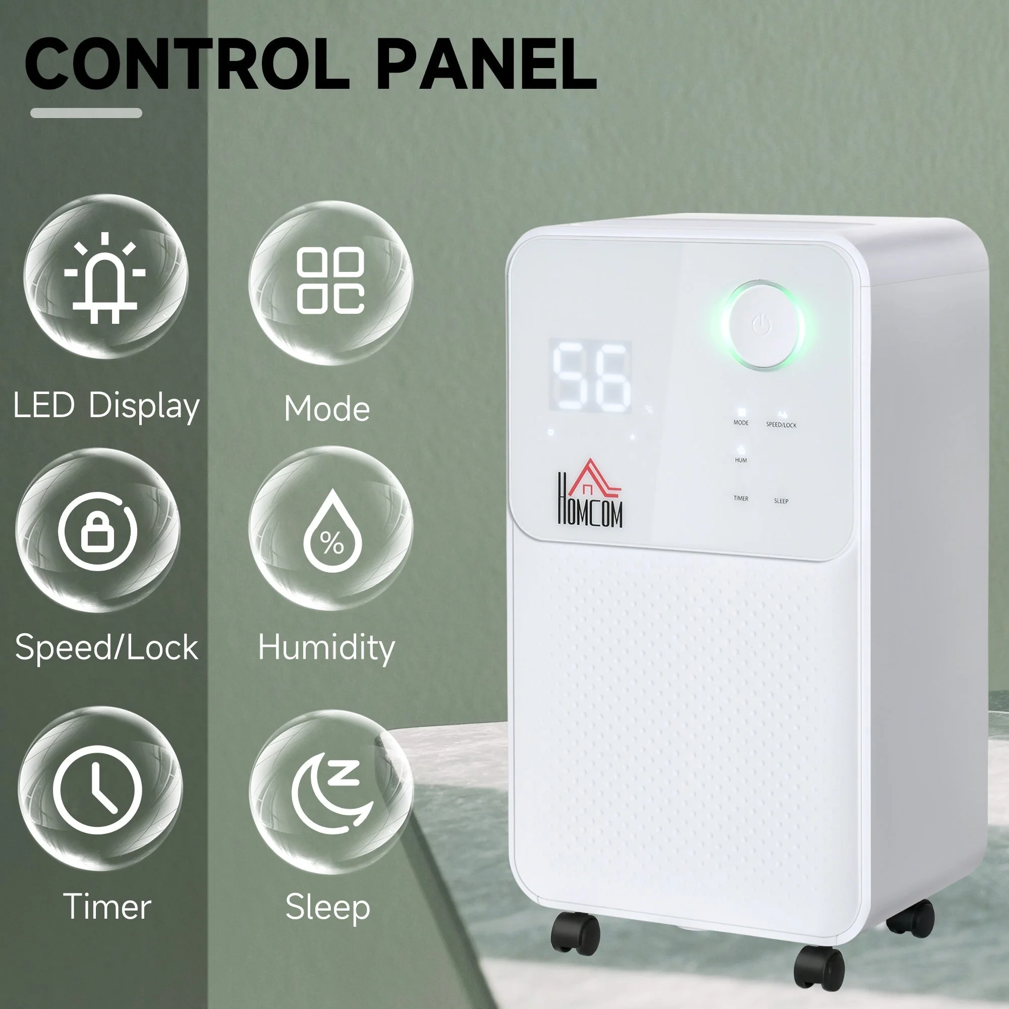12L/Day 2000ML Portable Quiet Dehumidifier for Home Laundry Room Bedroom Basement - Image 3