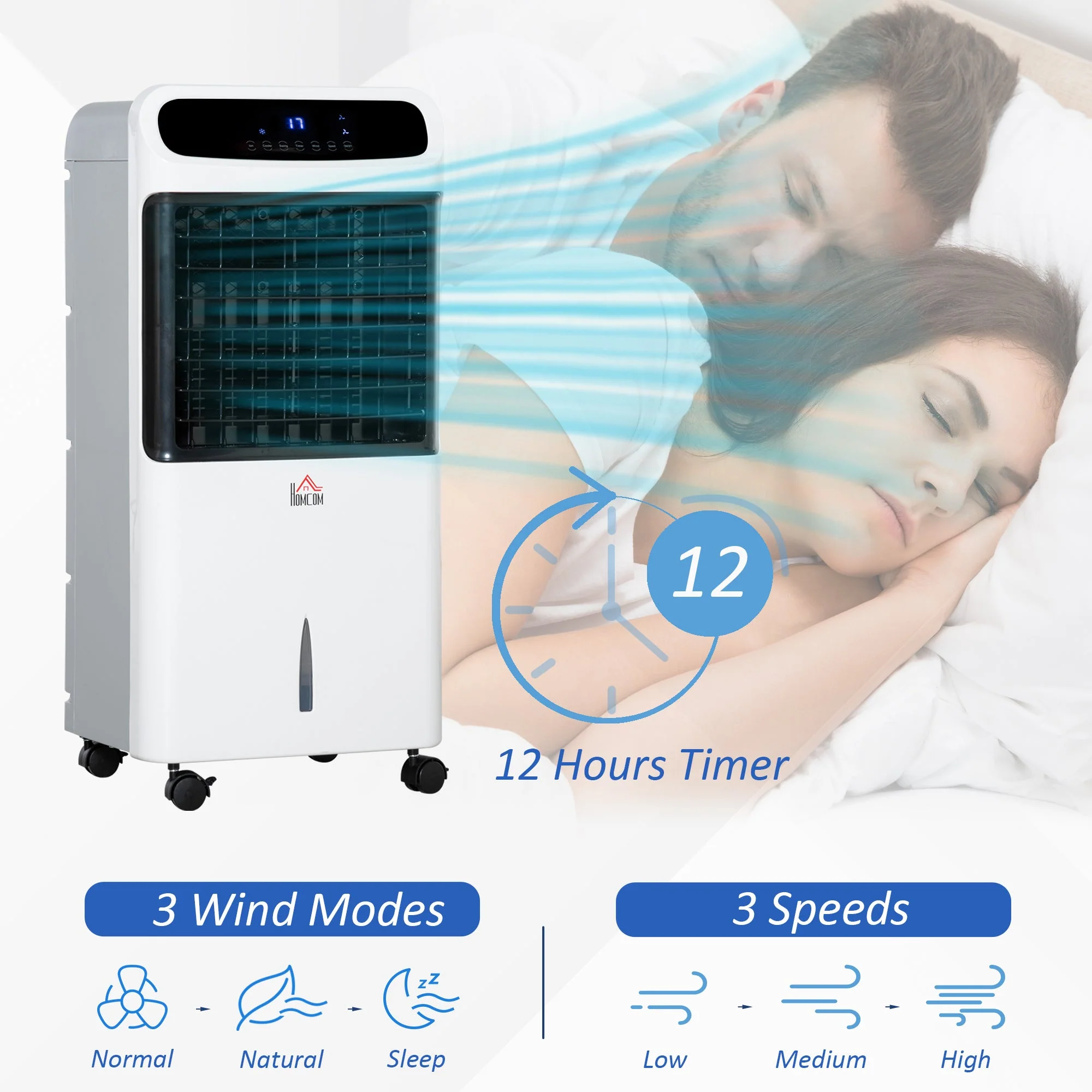 12L Multifunction Three Speed Air Cooler With Remote Control White - Image 9
