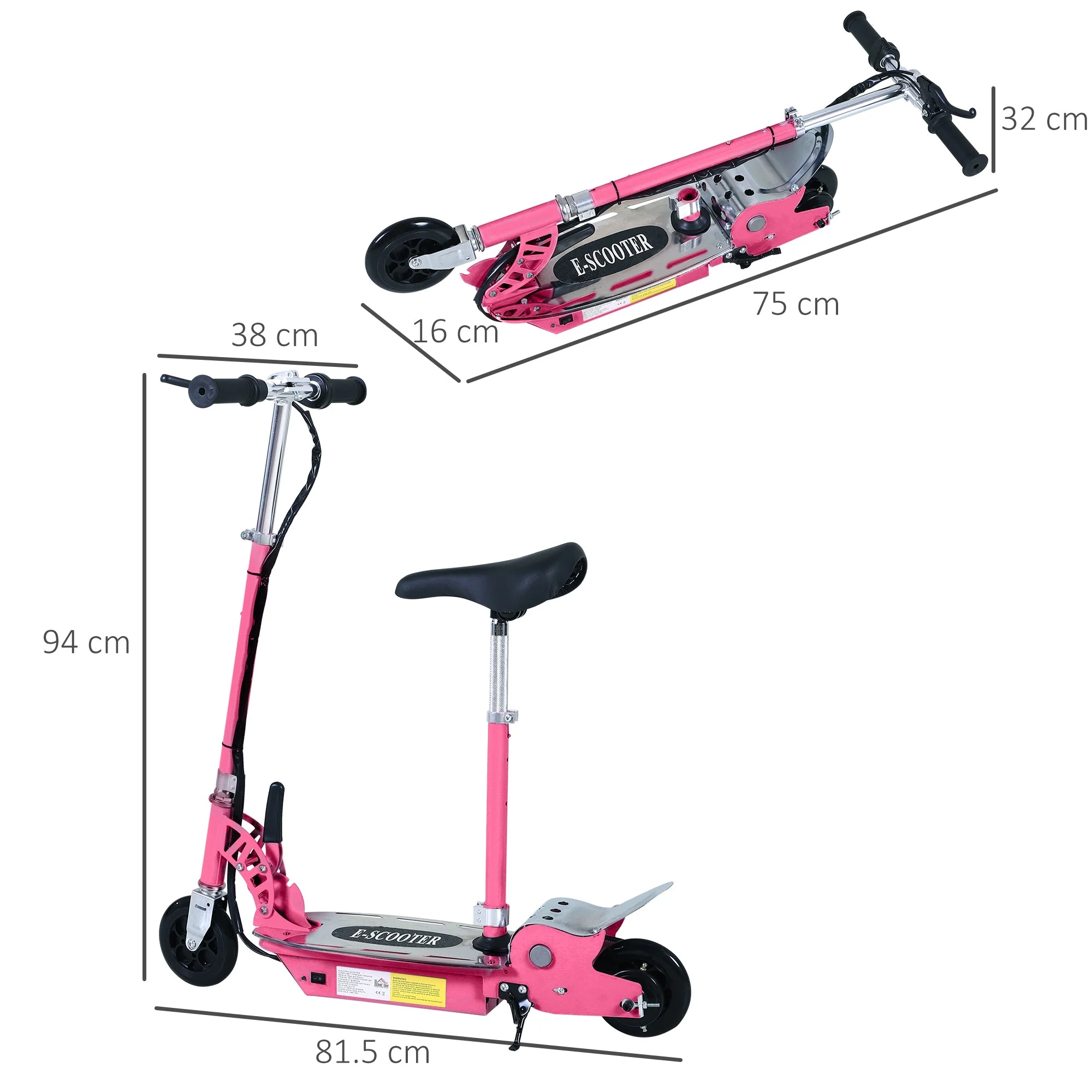 12V Battery 120W Teens Foldable Electric Scooter Adjustable Ride Over 7 years old -Pink - Image 3