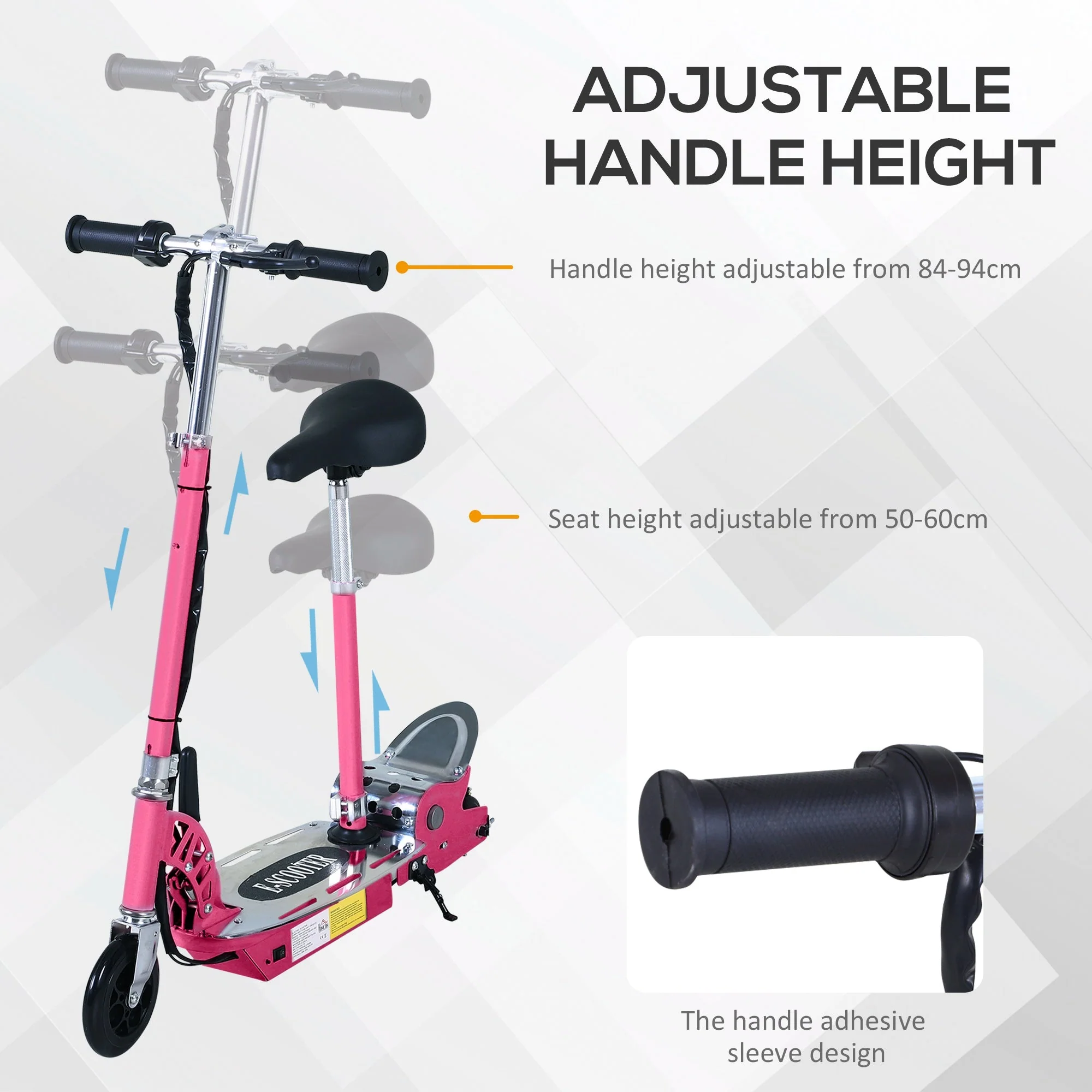 12V Battery 120W Teens Foldable Electric Scooter Adjustable Ride Over 7 years old -Pink - Image 6