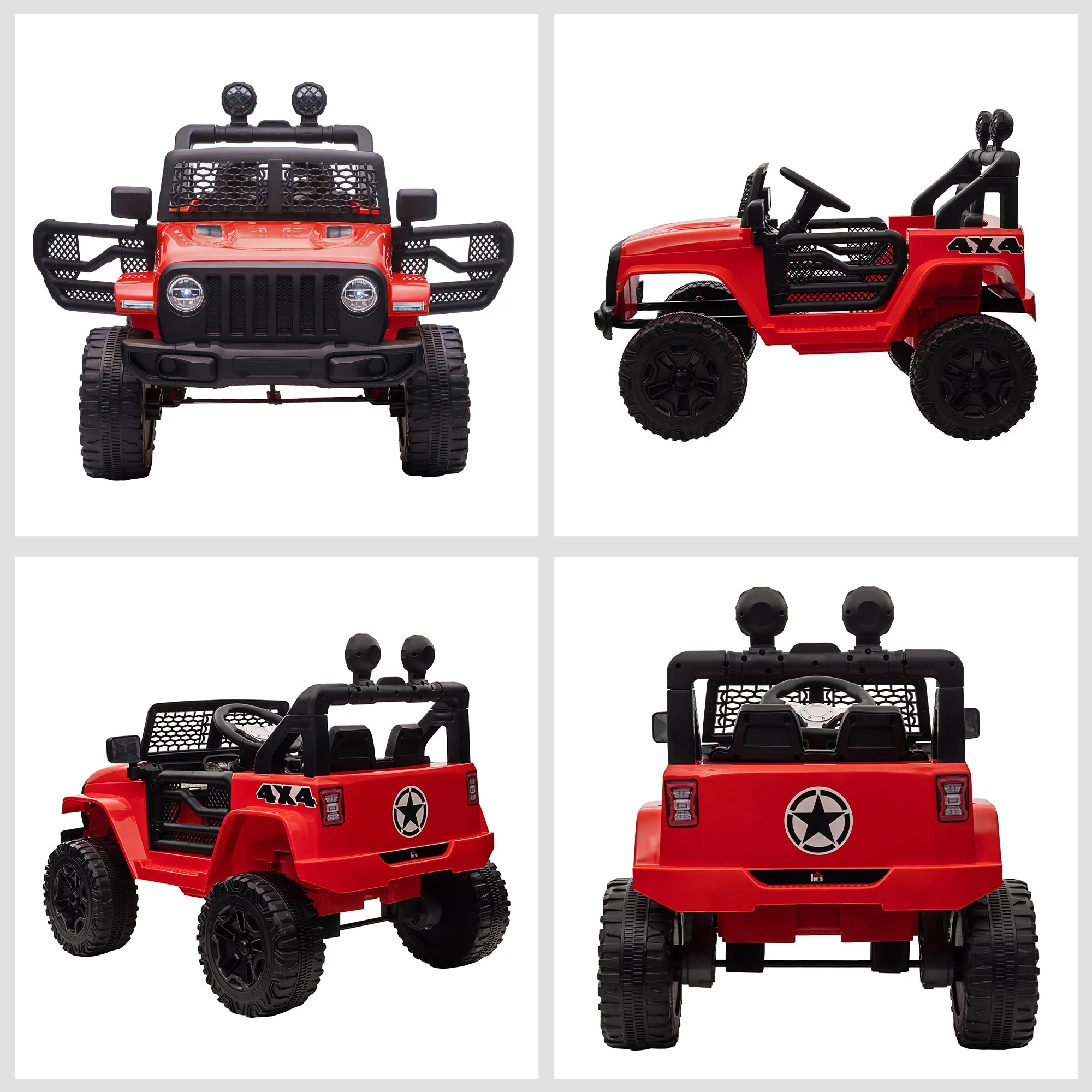 12V Battery-powered 2 Motors Kids Electric Ride On Car Truck Off-road Toy with Parental Remote Control Horn Lights Suspension Wheels for 3-6 Years Old Red - Image 8