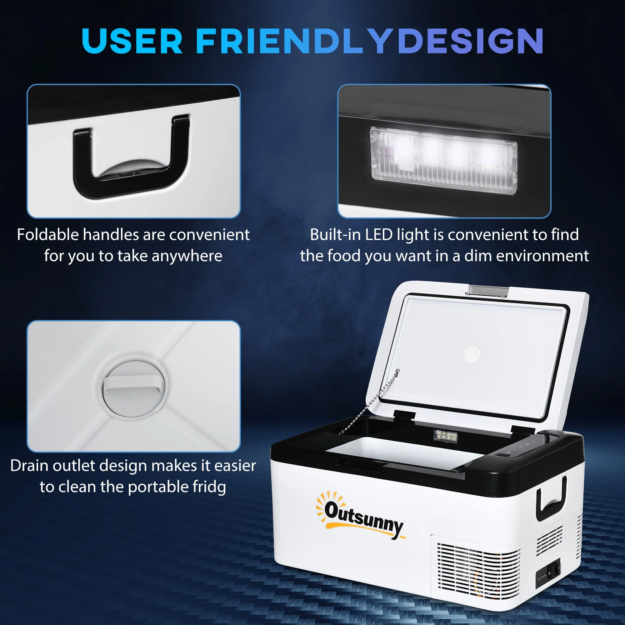 12V Car Refrigerator w/ LED Light & Foldable Handles - Image 7