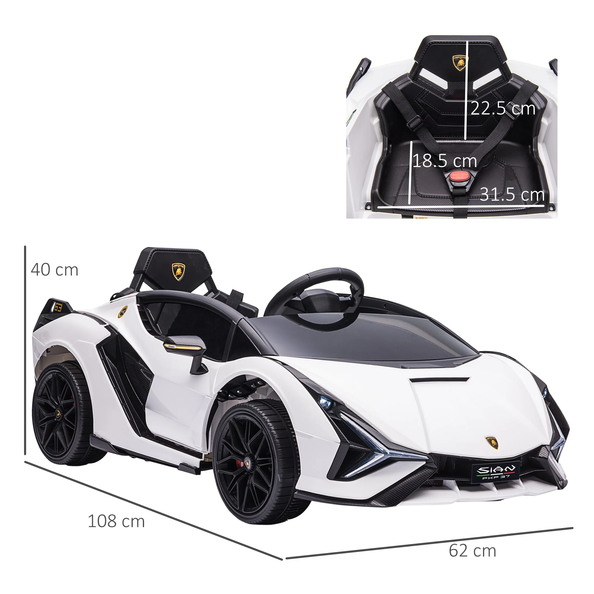 12V Kids Electric Ride On Car 2 Motors Licensed Toy Car with Remote Control Music Lights MP3 for 3-5 Years White - Image 3