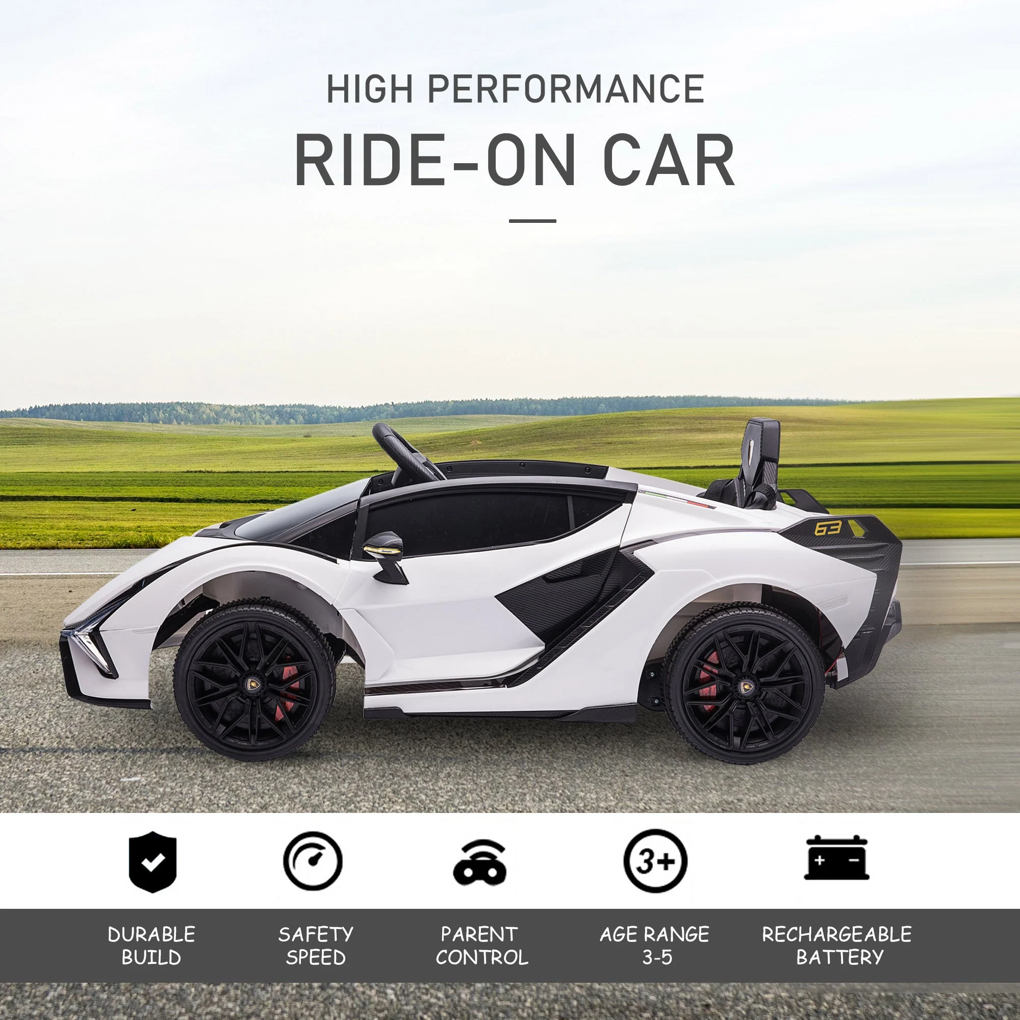 12V Kids Electric Ride On Car 2 Motors Licensed Toy Car with Remote Control Music Lights MP3 for 3-5 Years White - Image 4