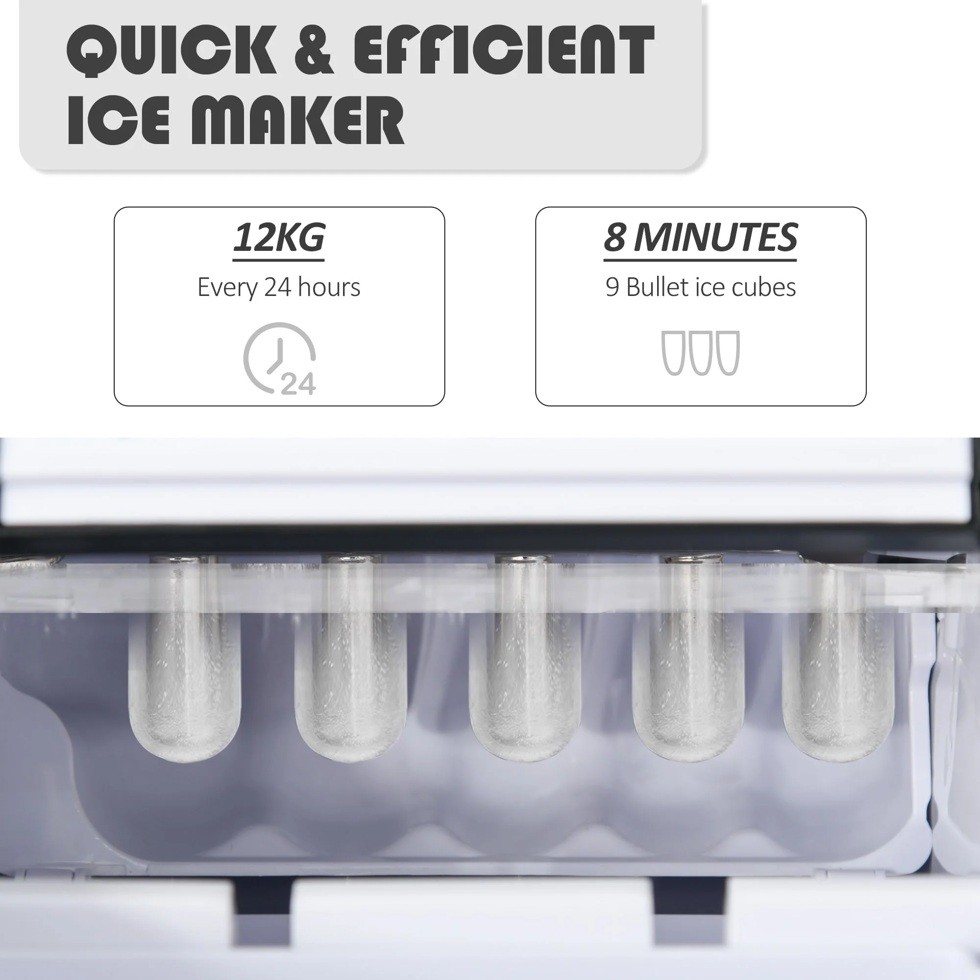 130W 2L 15 Minute Ice Machine Black - Image 4