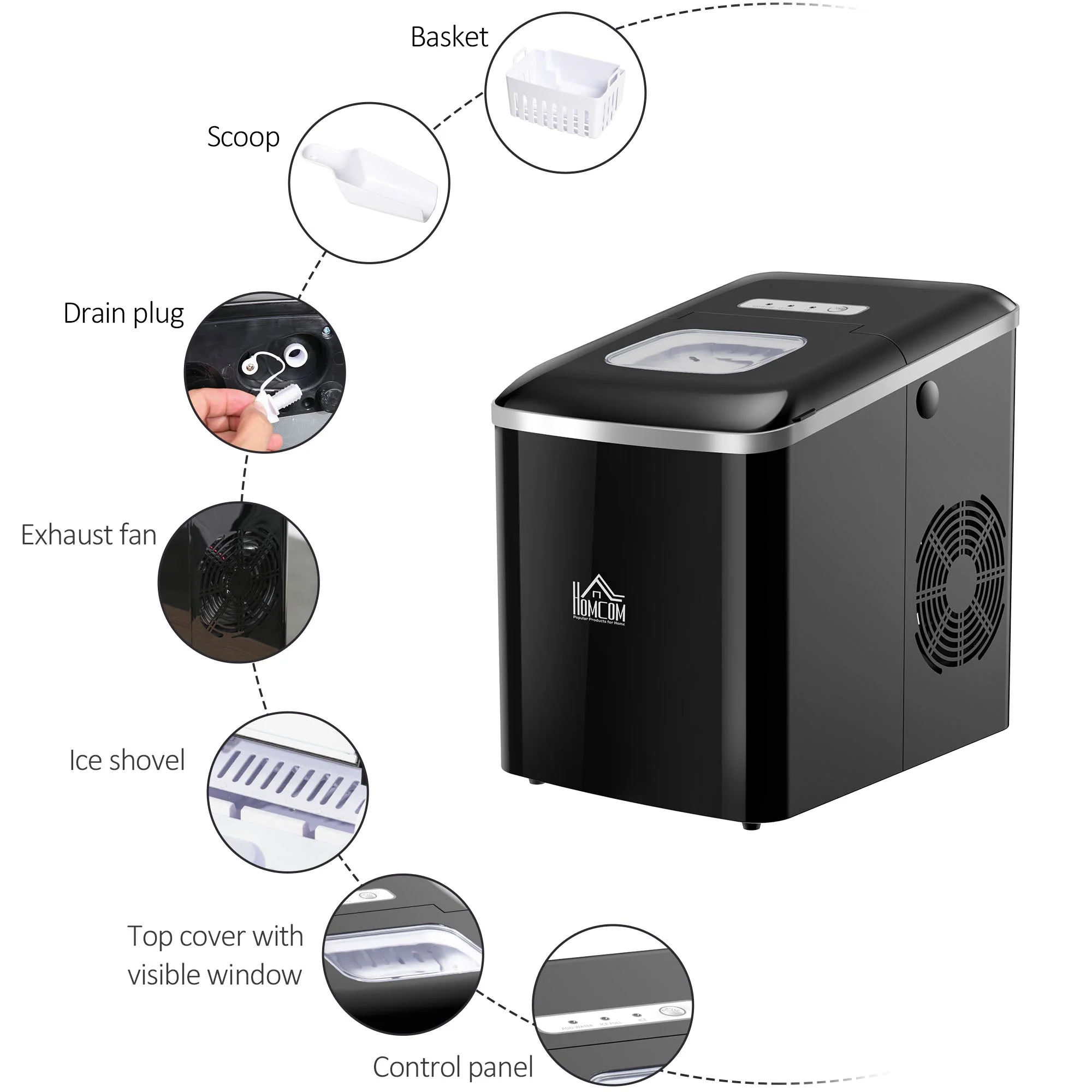 130W 2L 15 Minute Ice Machine Black - Image 5
