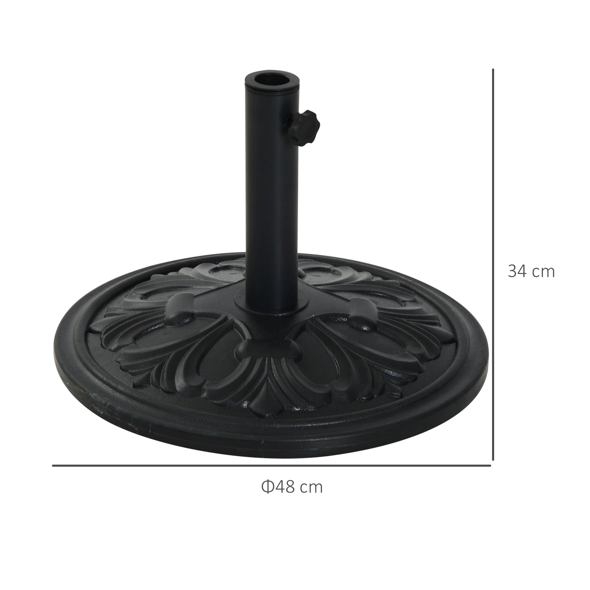 13kg Round Parasol Base Sun Umbrella Weight Stand Holder Patio Outdoor Garden Black - Image 2