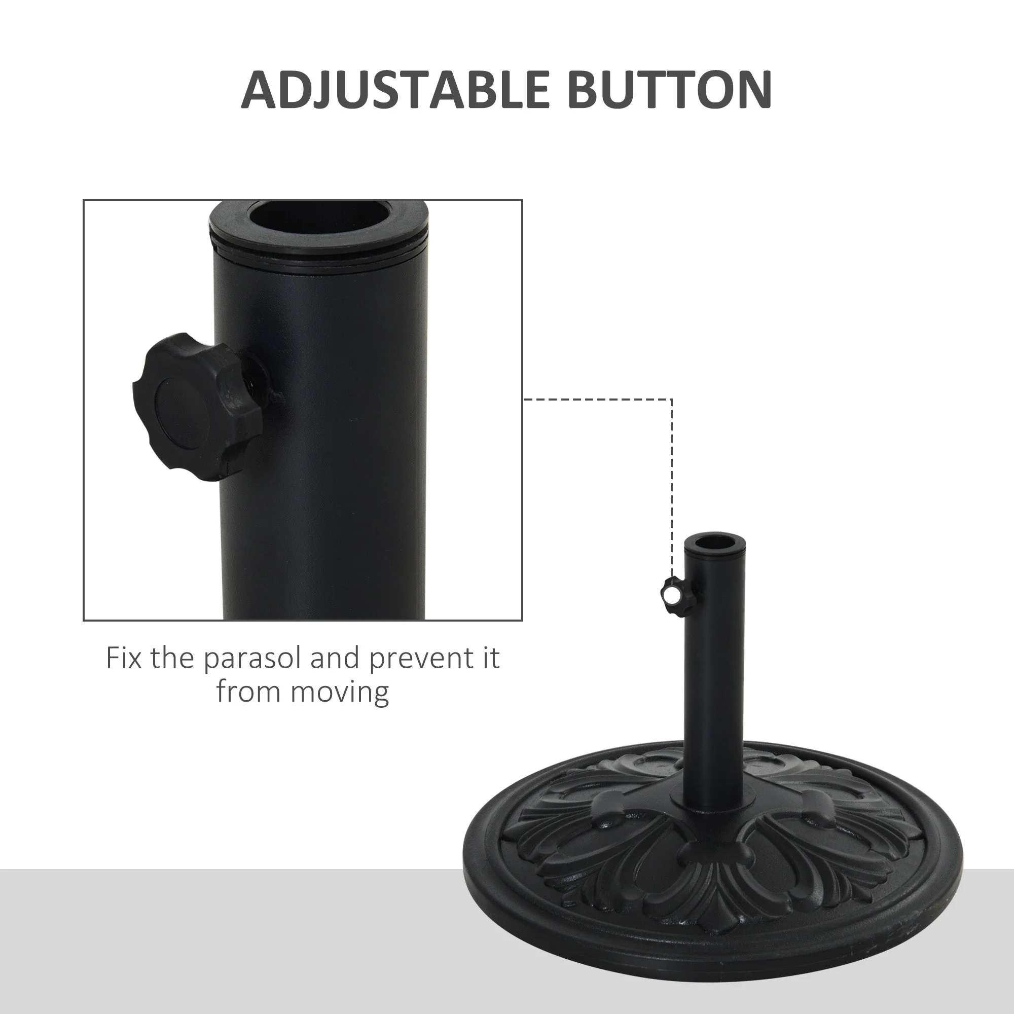 13kg Round Parasol Base Sun Umbrella Weight Stand Holder Patio Outdoor Garden Black - Image 3
