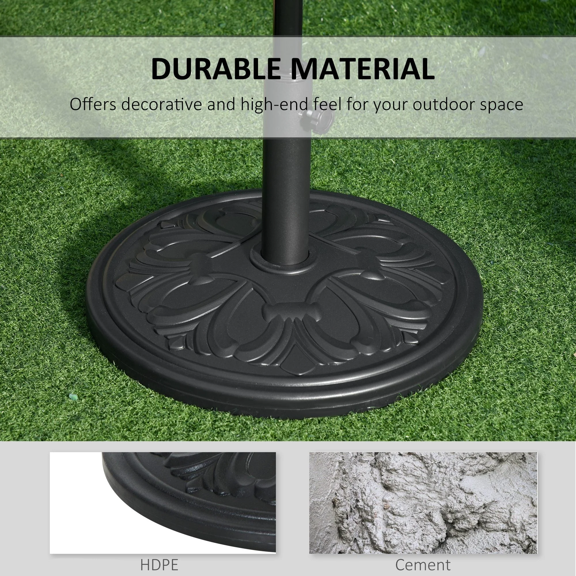 13kg Round Parasol Base Sun Umbrella Weight Stand Holder Patio Outdoor Garden Black - Image 4