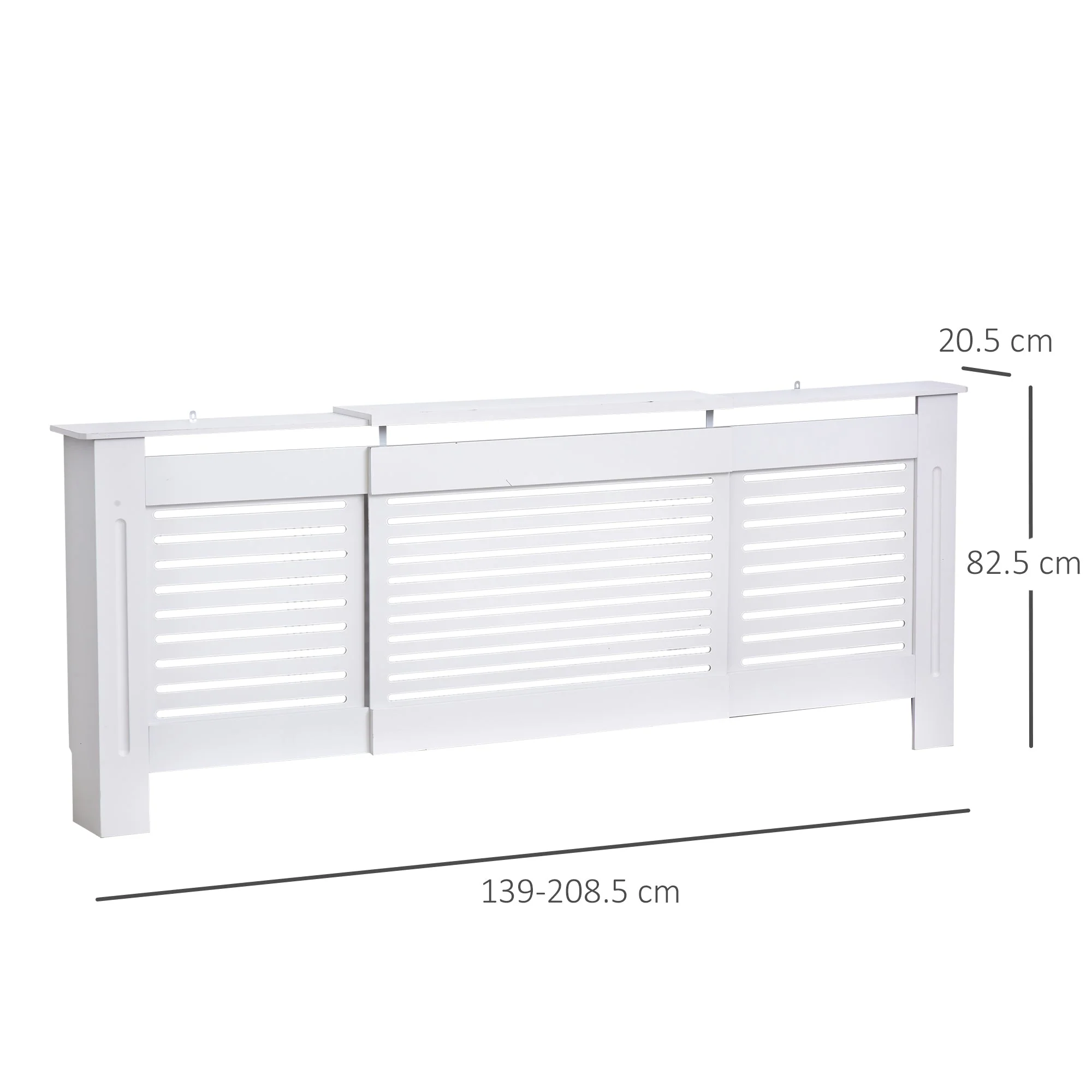145-210L x 21W x 83H cm Extendable Medium-density fibreboard Radiator Cover - White - Image 3